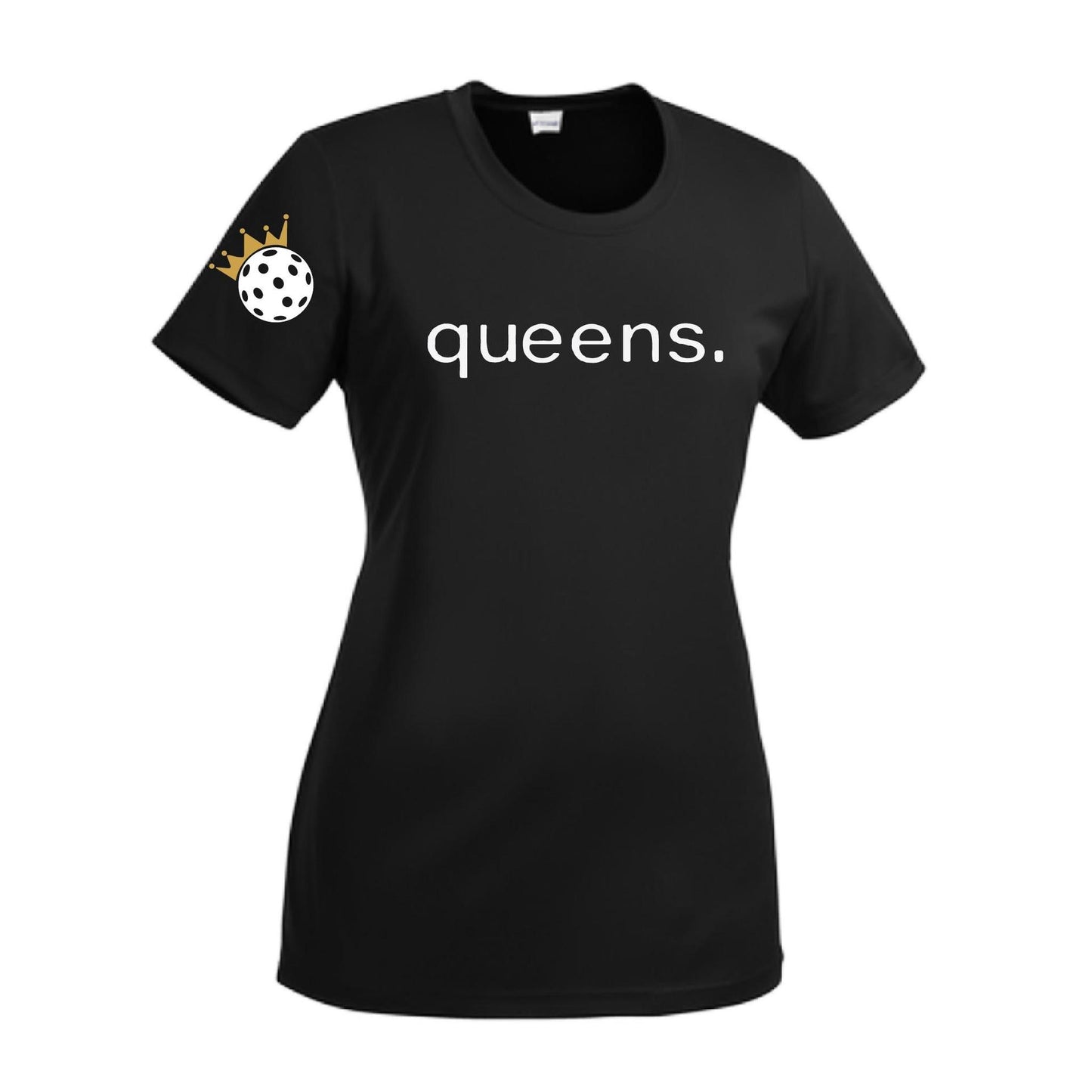 Pickleball Queens and Crown | Women’s Short Sleeve Crewneck Athletic Performance T-Shirts | 100% Polyester