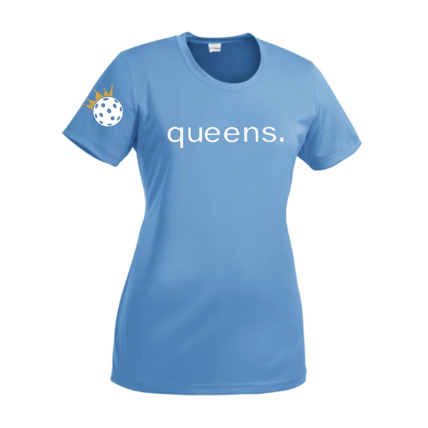 Pickleball Queens and Crown | Women’s Short Sleeve Crewneck Athletic Performance T-Shirts | 100% Polyester