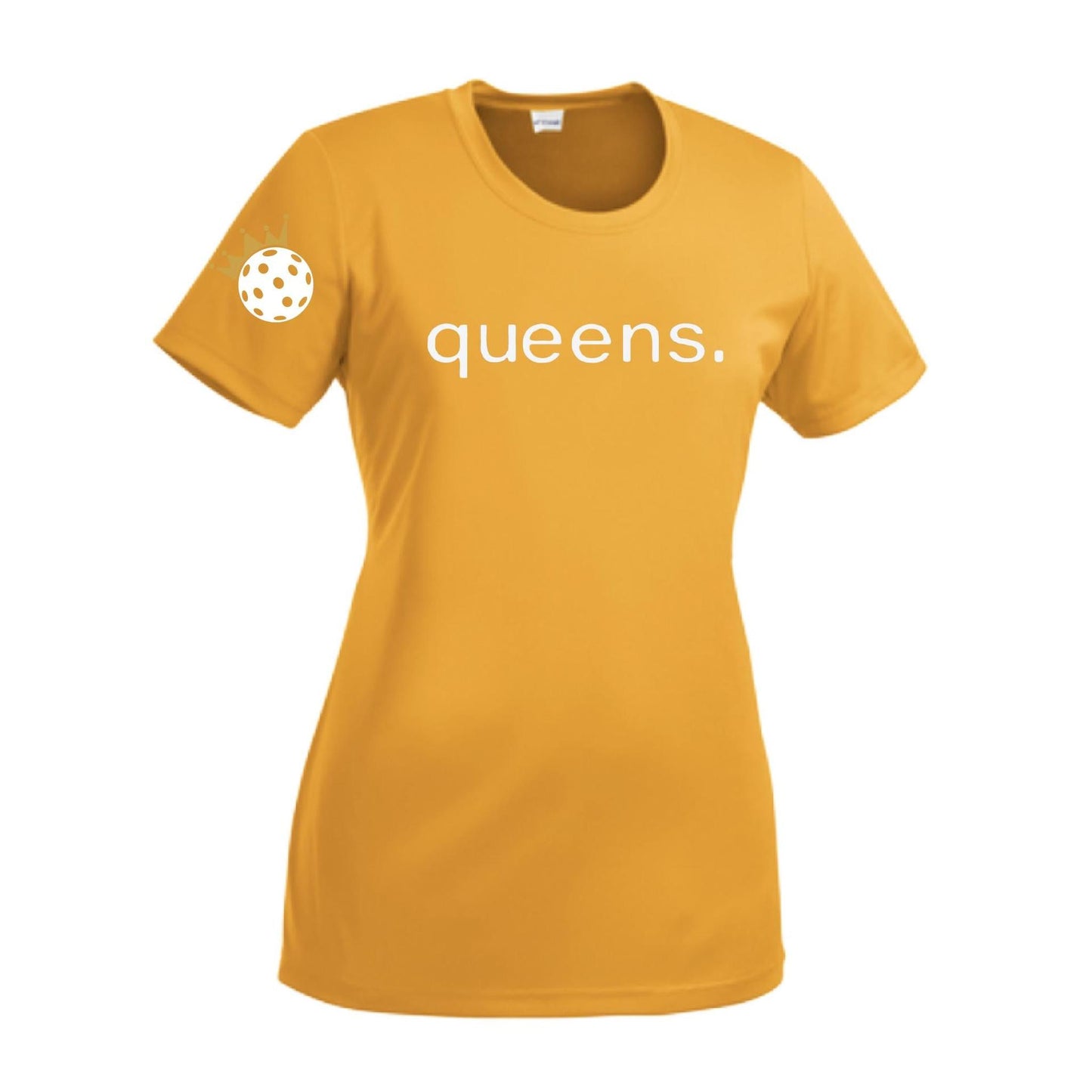 Pickleball Queens and Crown | Women’s Short Sleeve Crewneck Athletic Performance T-Shirts | 100% Polyester