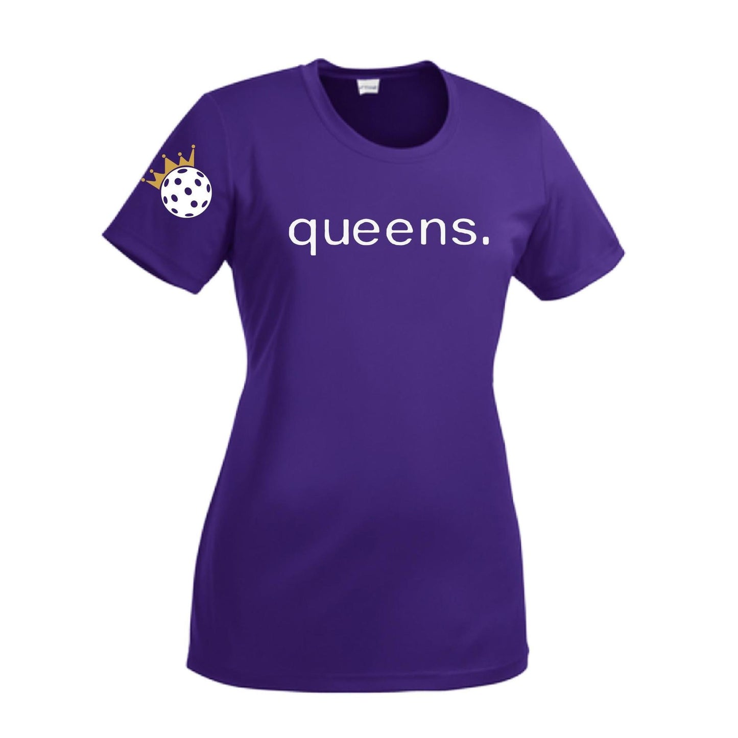Pickleball Queens and Crown | Women’s Short Sleeve Crewneck Athletic Performance T-Shirts | 100% Polyester