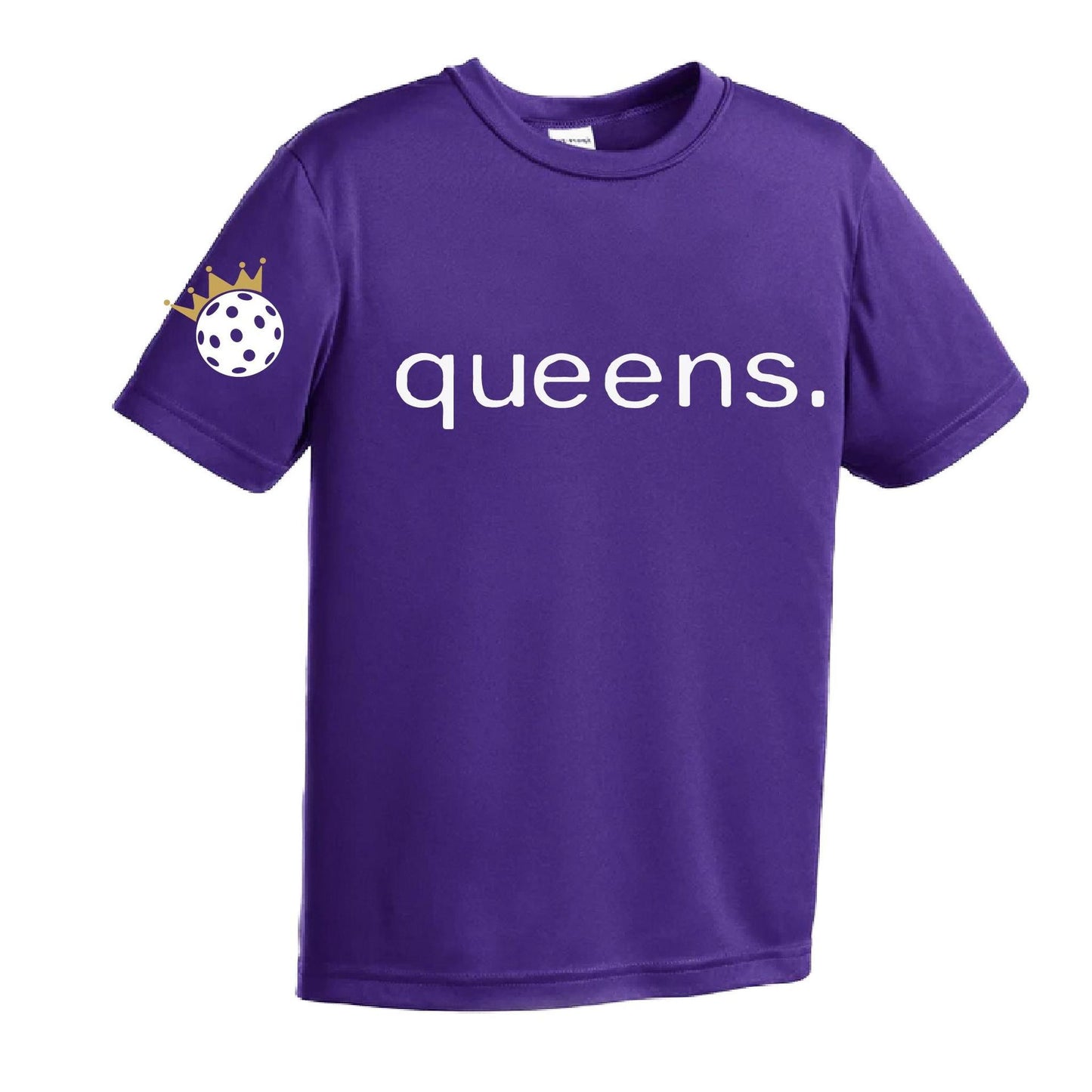 Pickleball Queens and Crown | Youth Short Sleeve Pickleball Performance T-Shirts | 100% Polyester