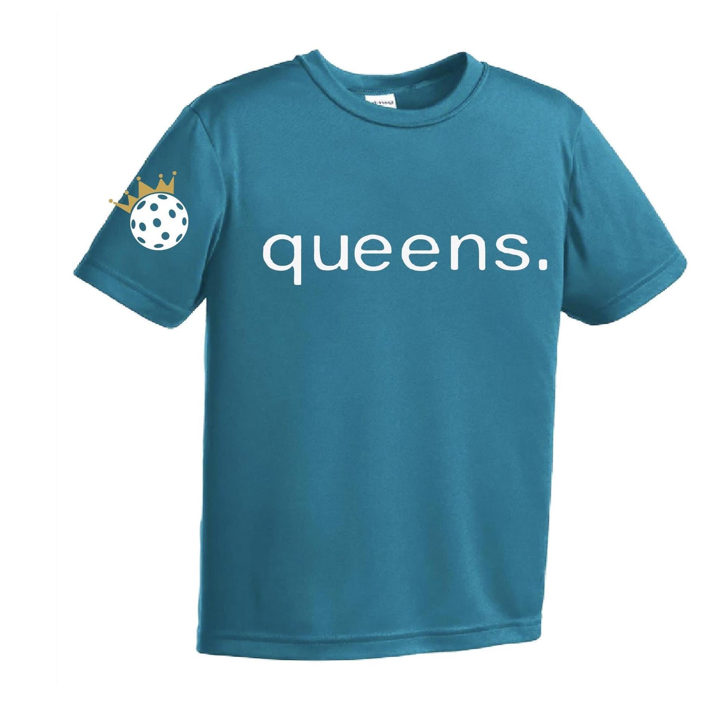 Pickleball Queens and Crown | Youth Short Sleeve Pickleball Performance T-Shirts | 100% Polyester