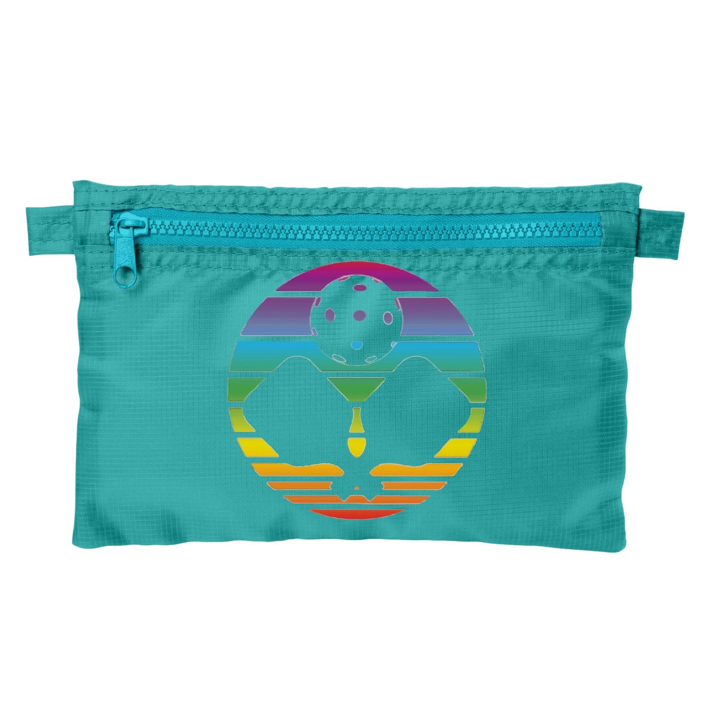 Pickleball Rainbow Circle | Pickleball Cosmetic Stash Pouch Bag | Small Size Court Stash Bag