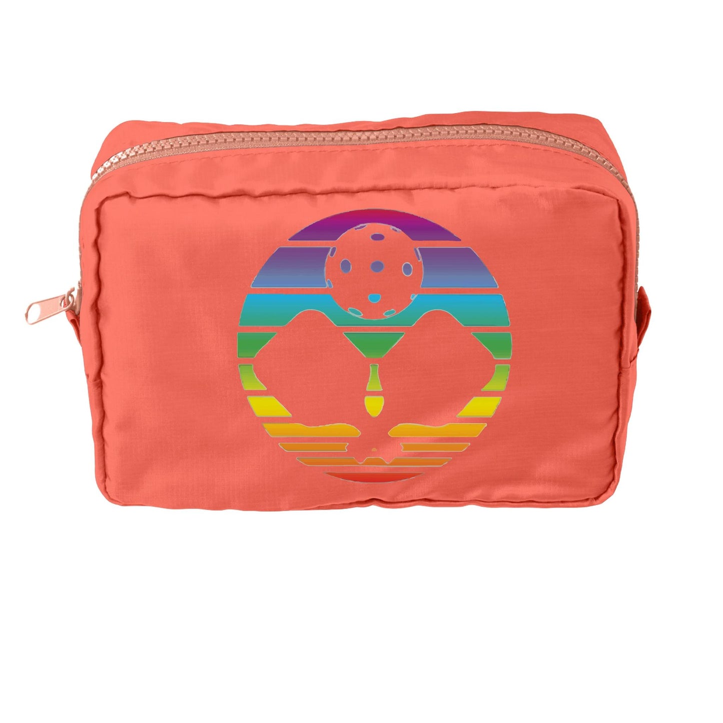 Pickleball Rainbow Circle | Pickleball Dimensional Cosmetic Pouch Bag | Small Size Court Dimensional Bag