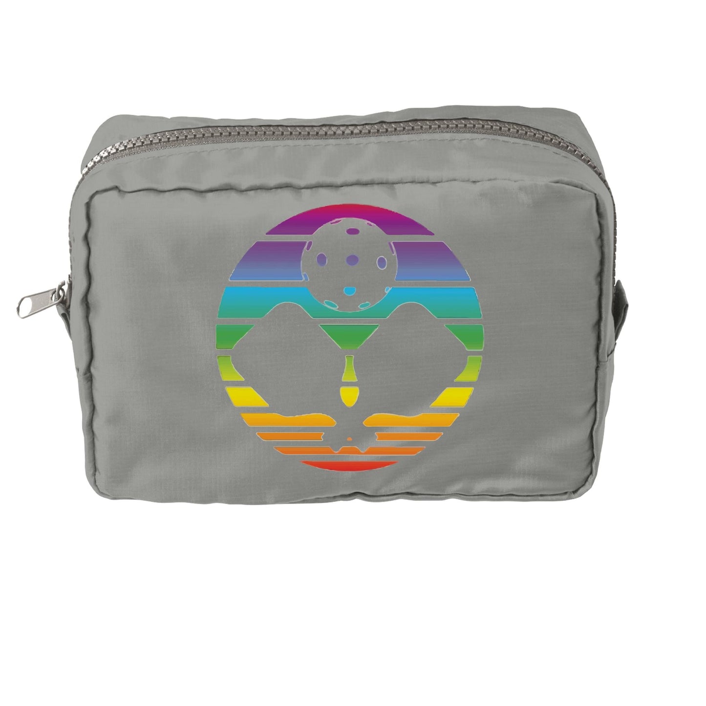 Pickleball Rainbow Circle | Pickleball Dimensional Cosmetic Pouch Bag | Small Size Court Dimensional Bag
