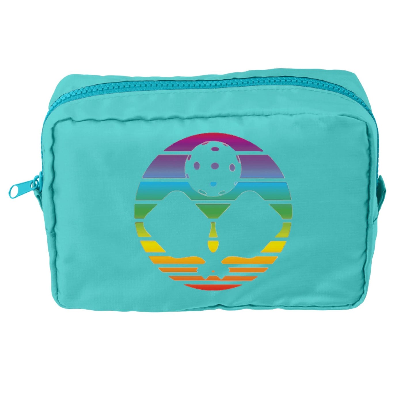 Pickleball Rainbow Circle | Pickleball Dimensional Cosmetic Pouch Bag | Small Size Court Dimensional Bag