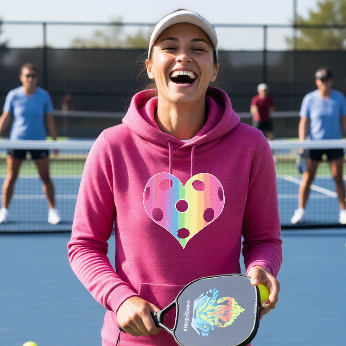 Women’s Pickleball Court Hoodie – Athletic Sports Sweatshirt - Cowl-Neck