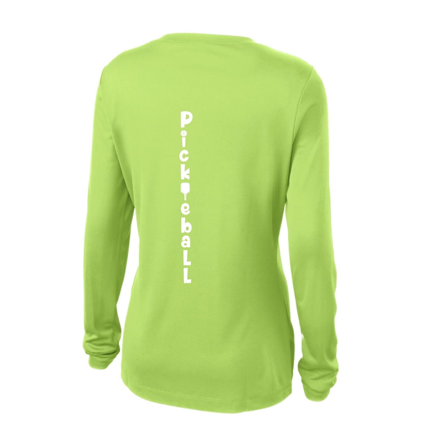 Pickleball Vertical (Customizable) | Women’s Long Sleeve V-Neck Pickleball Performance T-Shirt | 100% Polyester