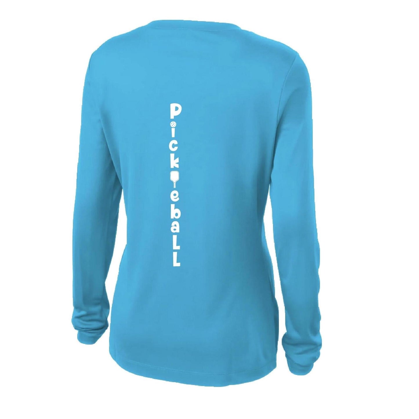 Pickleball Vertical (Customizable) | Women’s Long Sleeve V-Neck Pickleball Performance T-Shirt | 100% Polyester