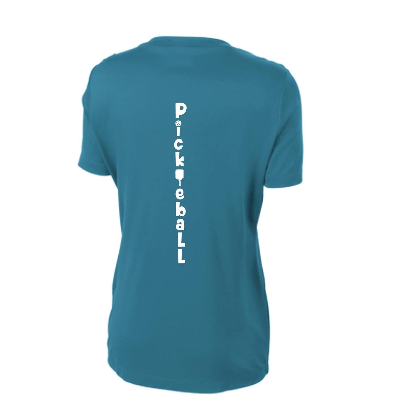 Pickleball Vertical (Customizable) | Women's Short Sleeve V-Neck Pickleball Performance T-Shirts | 100% Polyester