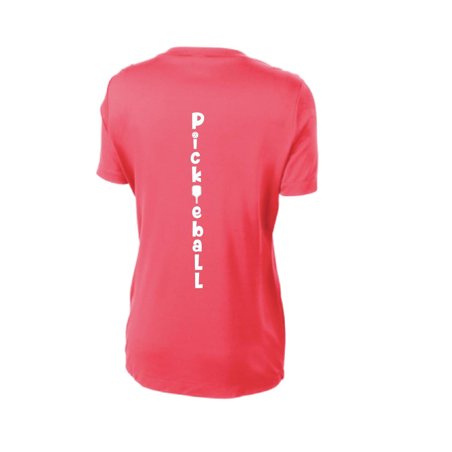Pickleball Vertical (Customizable) | Women's Short Sleeve V-Neck Pickleball Performance T-Shirts | 100% Polyester