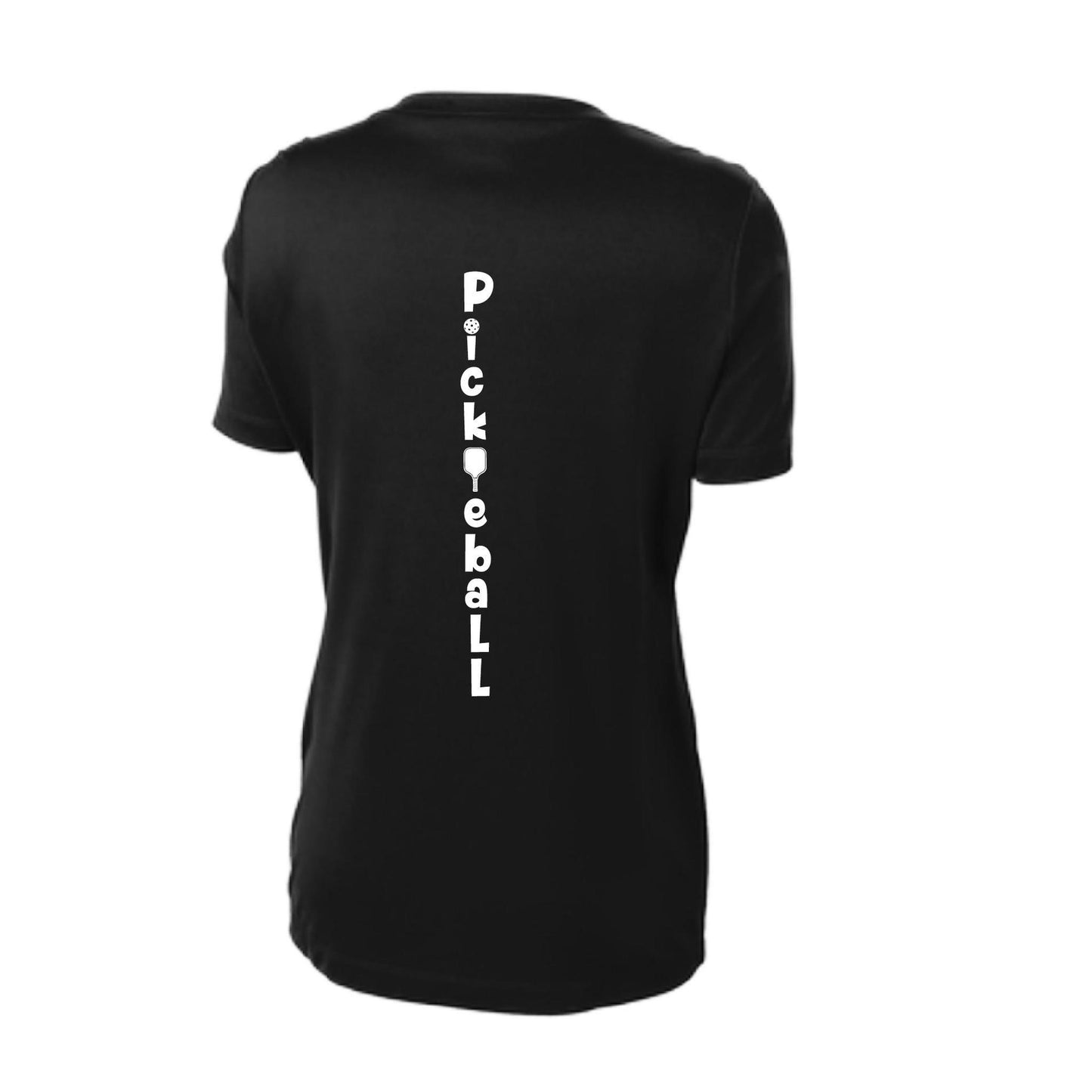 Pickleball Vertical (Customizable) | Women's Short Sleeve V-Neck Pickleball Performance T-Shirts | 100% Polyester