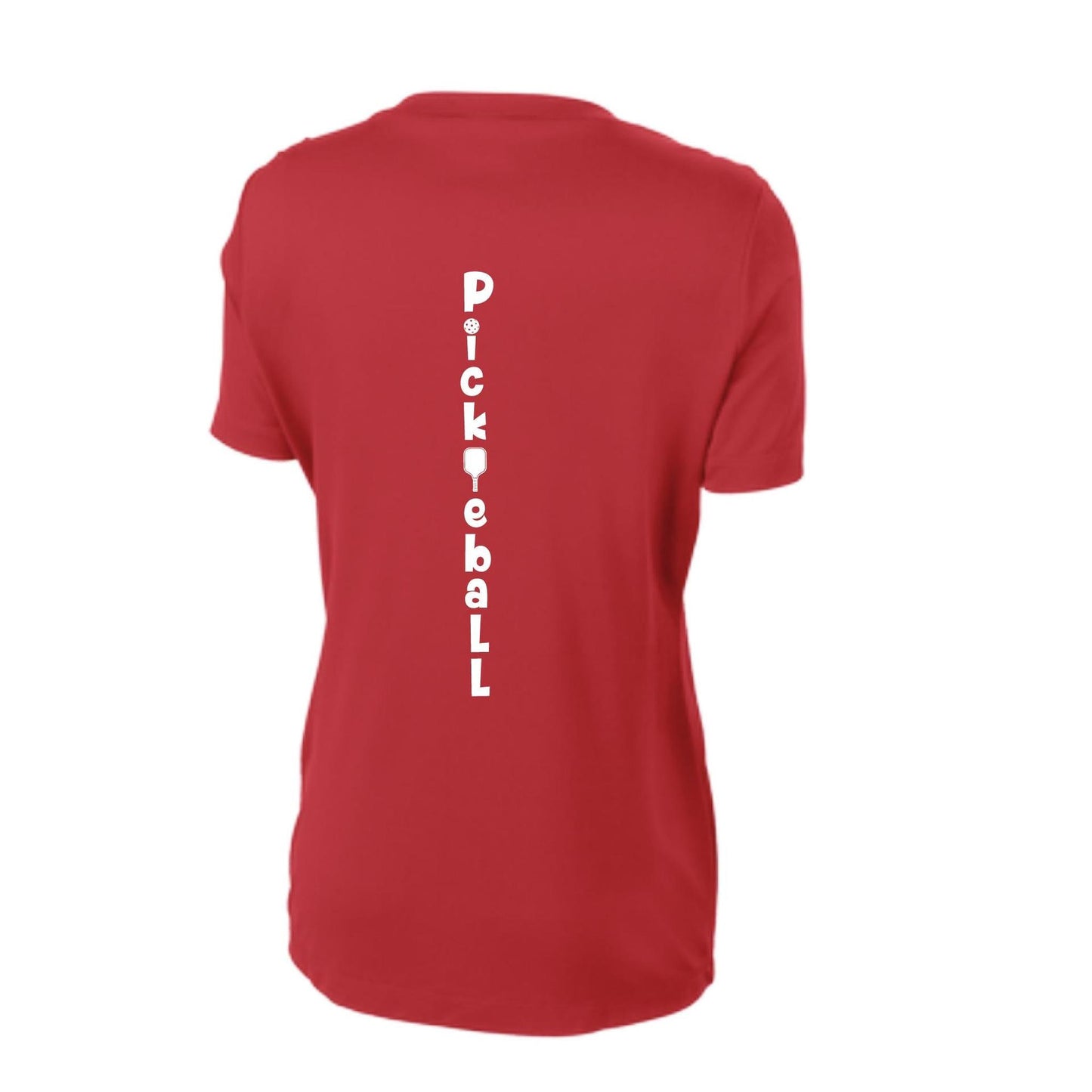 Pickleball Vertical (Customizable) | Women's Short Sleeve V-Neck Pickleball Performance T-Shirts | 100% Polyester