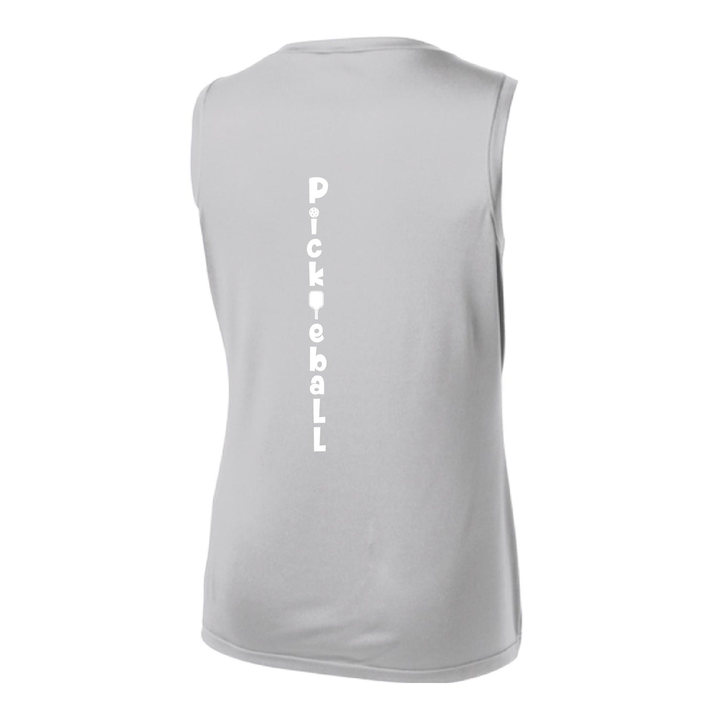 Pickleball Vertical (Customizable) | Women’s Sleeveless Performance T-Shirt | 100% Polyester
