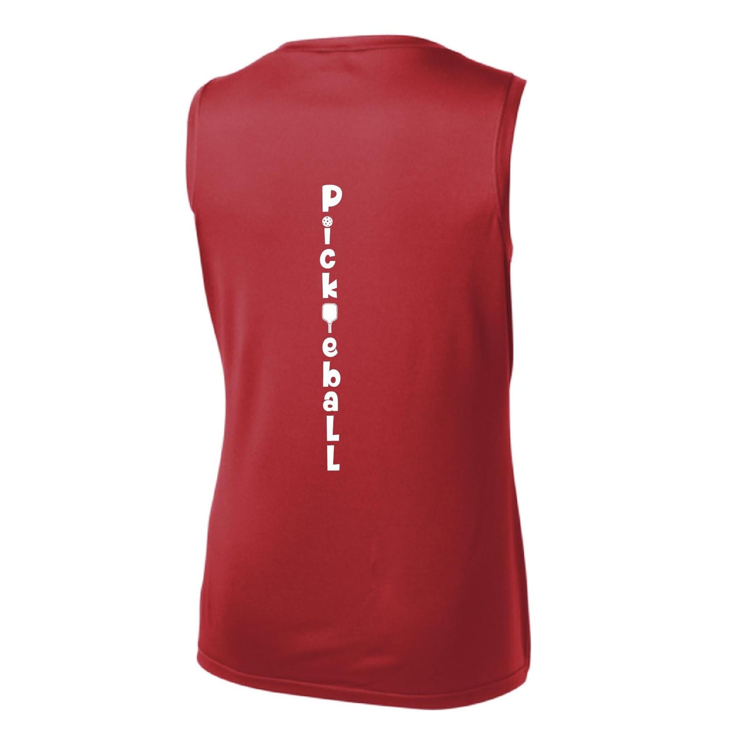 Pickleball Vertical (Customizable) | Women’s Sleeveless Performance T-Shirt | 100% Polyester