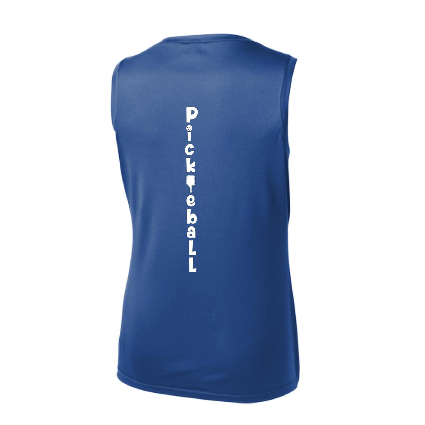 Pickleball Vertical (Customizable) | Women’s Sleeveless Performance T-Shirt | 100% Polyester