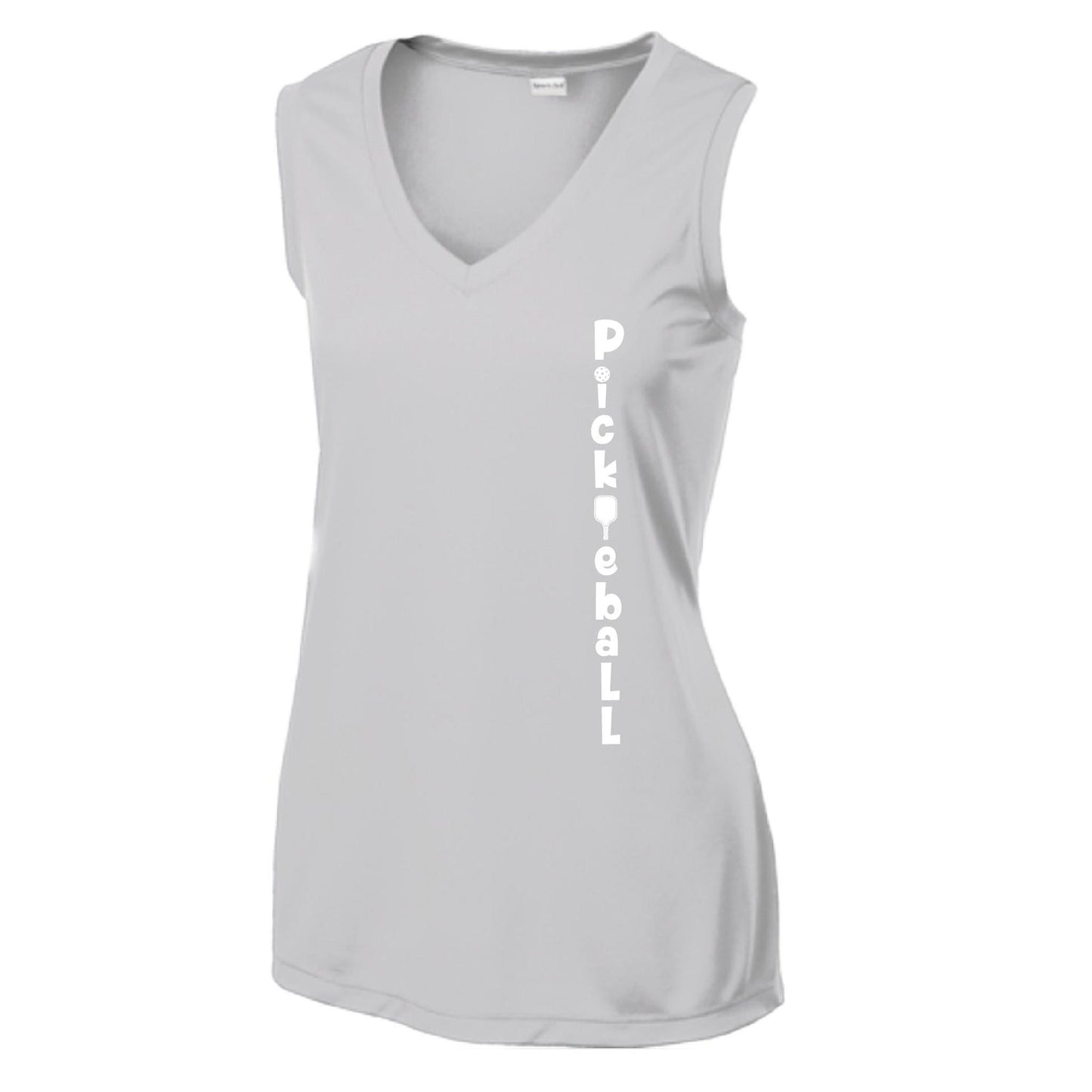 Pickleball Vertical (Customizable) | Women’s Sleeveless Performance T-Shirt | 100% Polyester