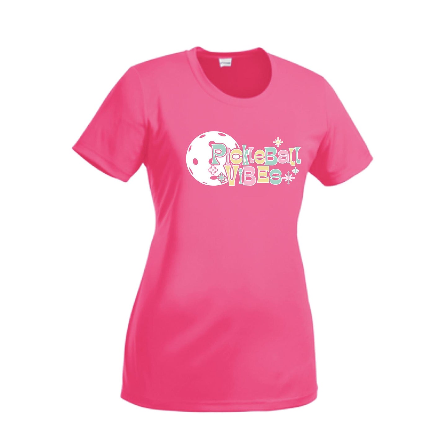 Pickleball Vibes | Women’s Short Sleeve Crewneck Pickleball Performance T-Shirts | 100% Polyester