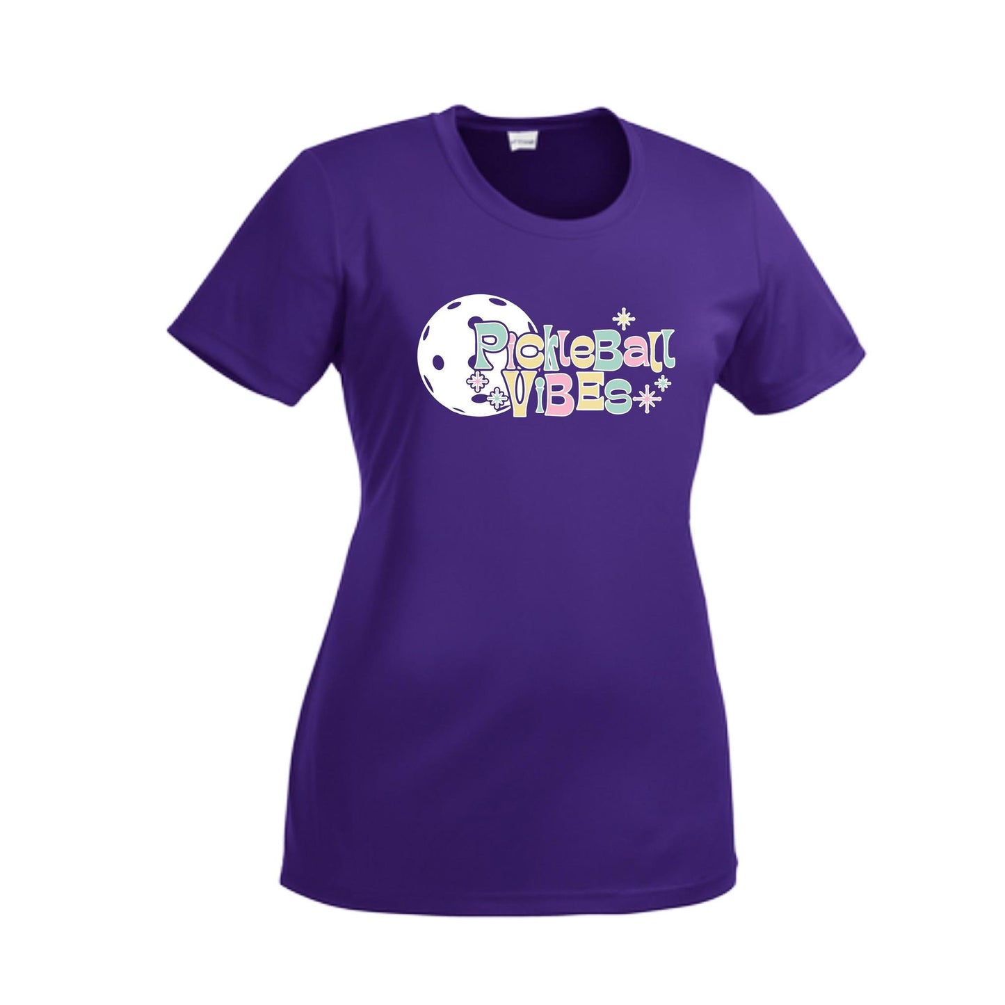 Pickleball Vibes | Women’s Short Sleeve Crewneck Pickleball Performance T-Shirts | 100% Polyester