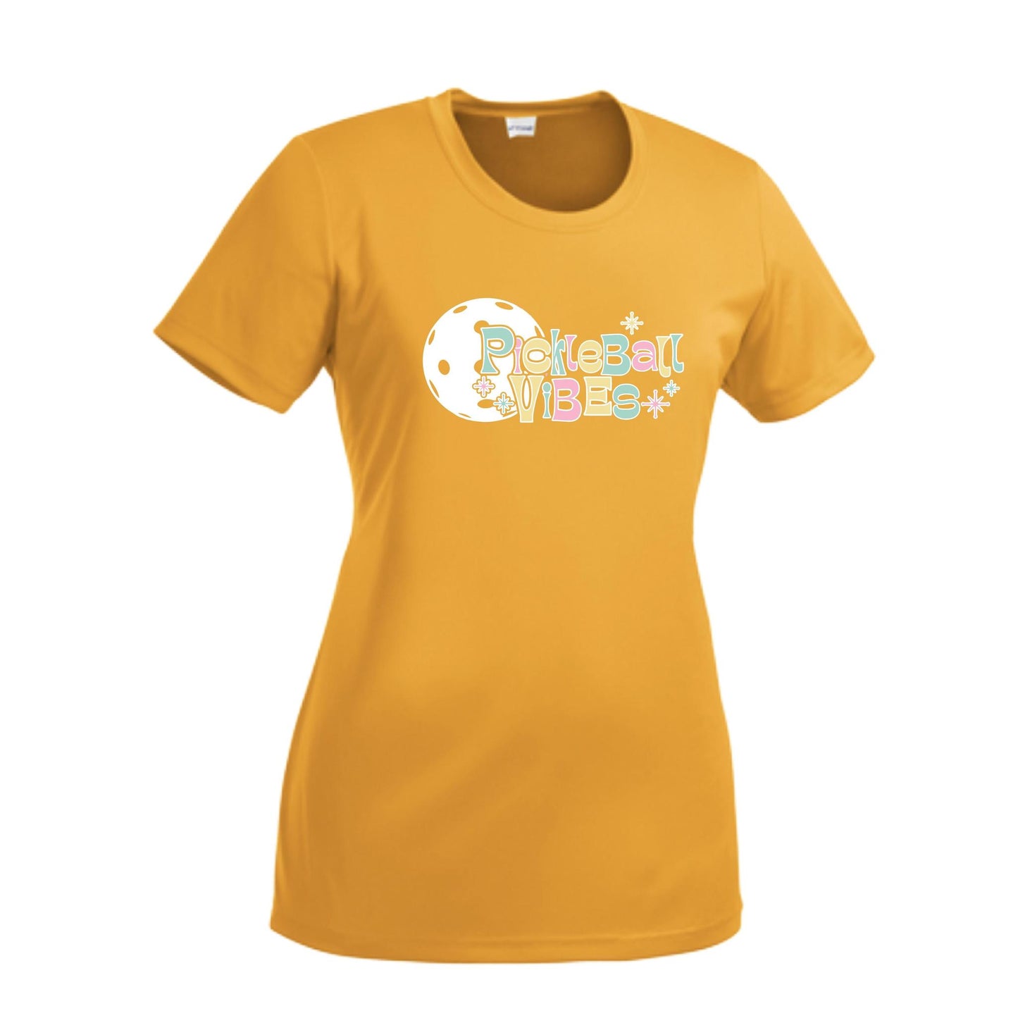 Pickleball Vibes | Women’s Short Sleeve Crewneck Pickleball Performance T-Shirts | 100% Polyester