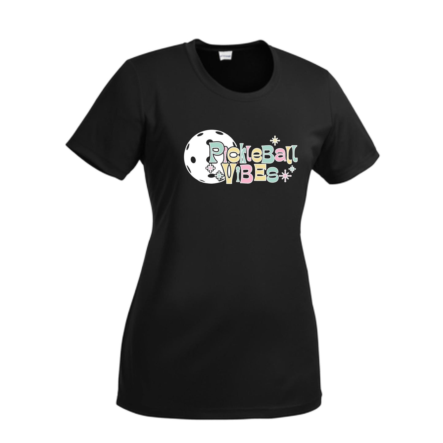 Pickleball Vibes | Women’s Short Sleeve Crewneck Pickleball Performance T-Shirts | 100% Polyester