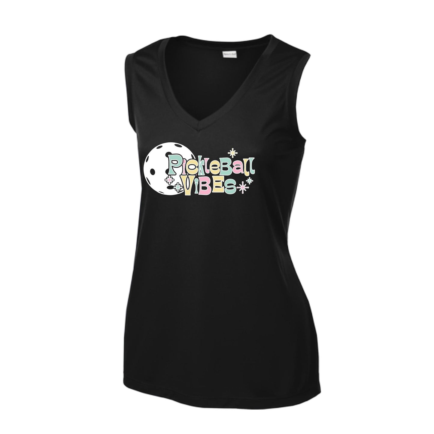 Pickleball Vibes | Women’s Sleeveless Pickleball Performance T-Shirt | 100% Polyester