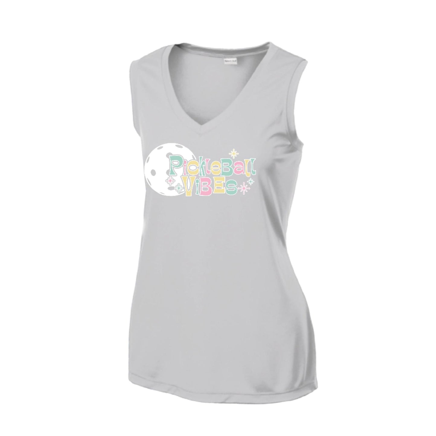 Pickleball Vibes | Women’s Sleeveless Pickleball Performance T-Shirt | 100% Polyester