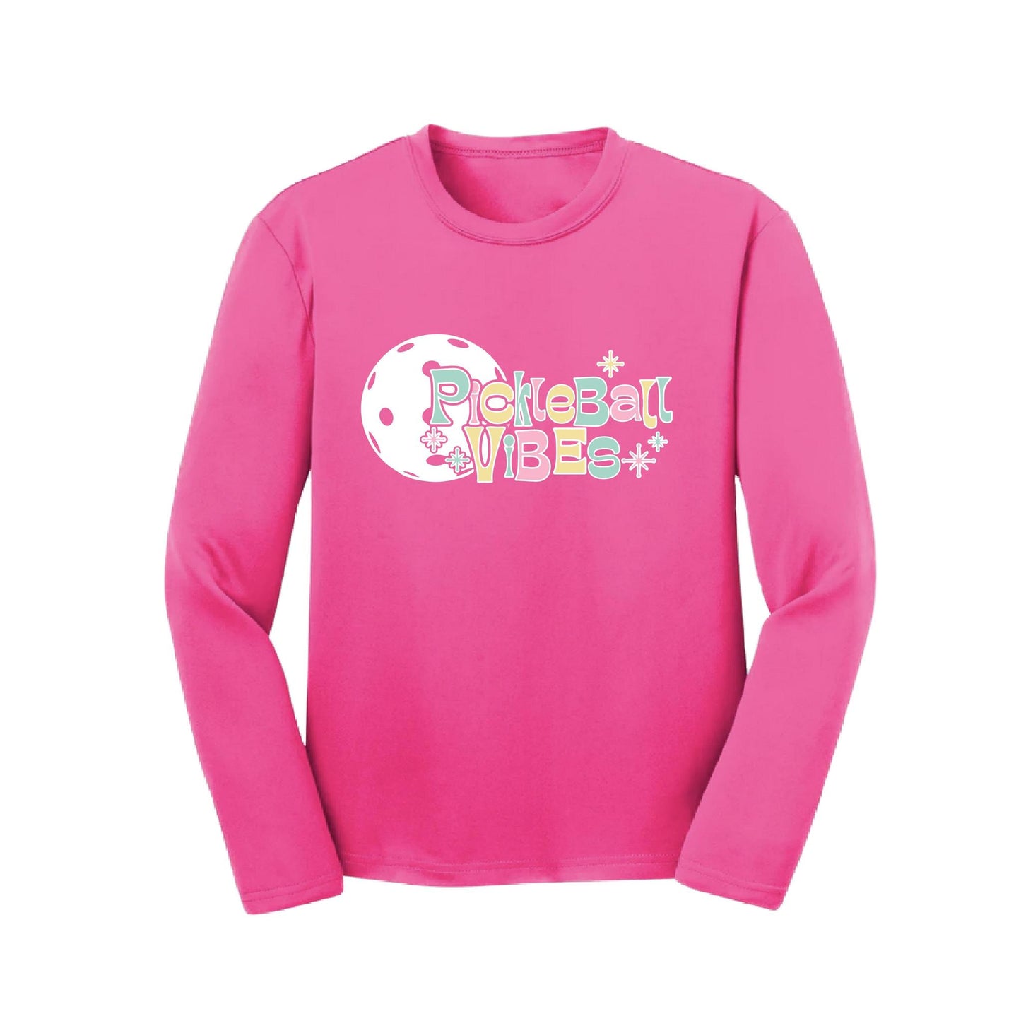 Pickleball Vibes | Youth Long Sleeve Pickleball Performance T-Shirts | 100% Polyester