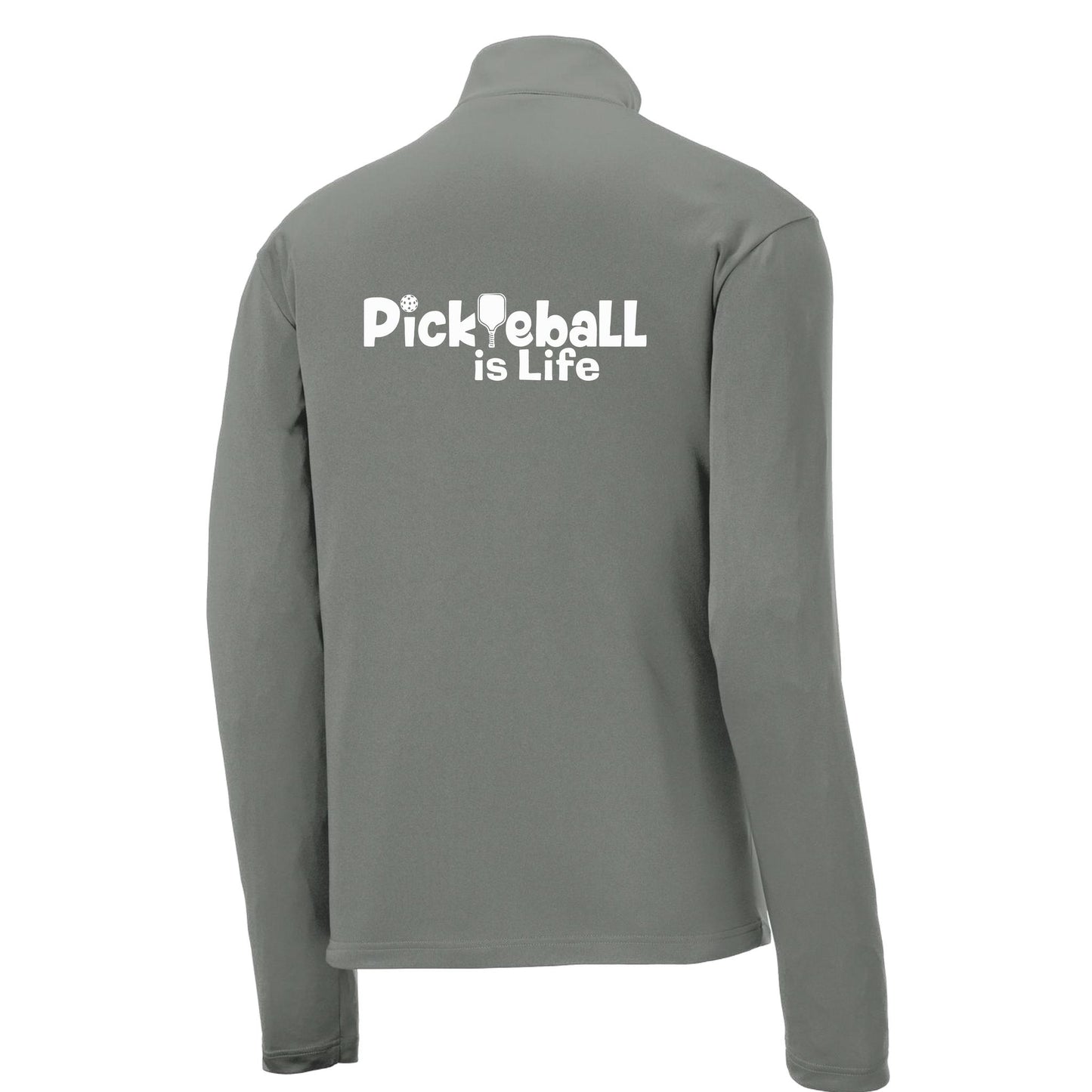 Pickleball is LIfe | Men's 1/4 Zip Long Sleeve Pullover Athletic Performance Shirt | 100% Polyester