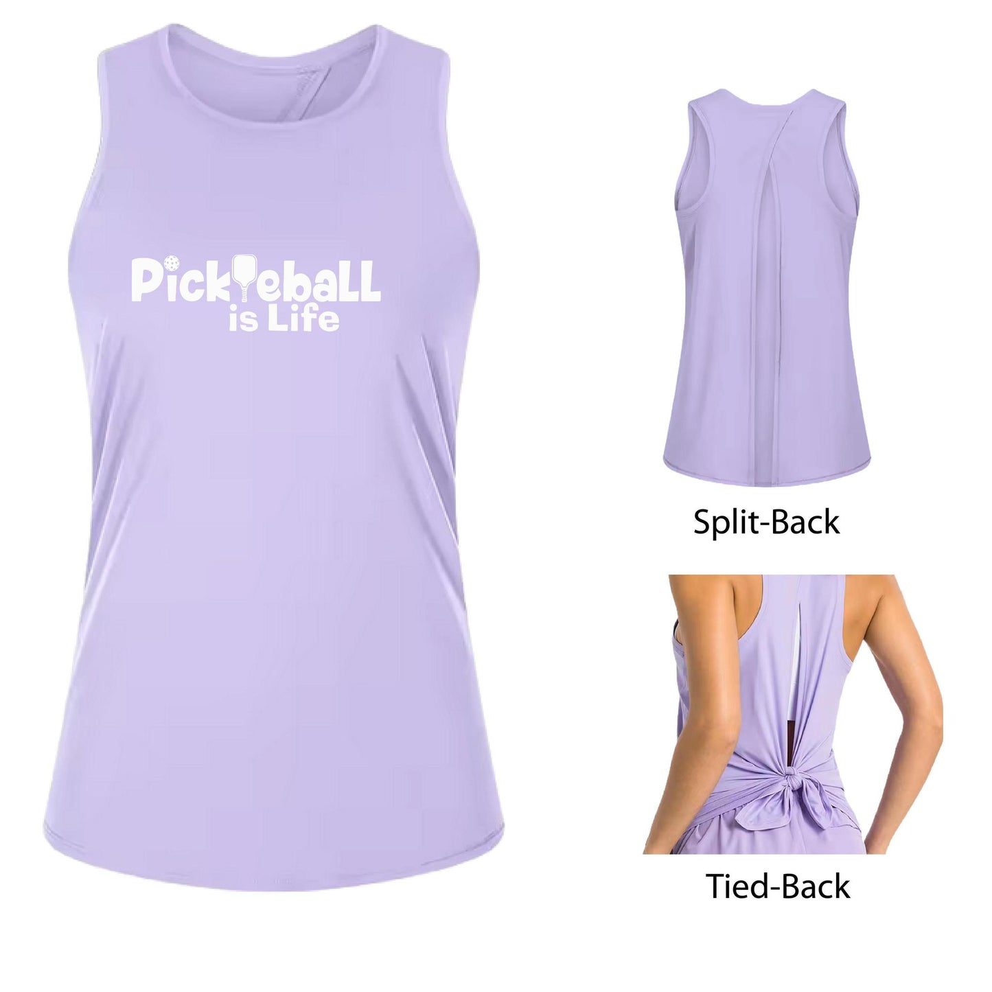 Pickleball is Life | Women's Split Back or Tied Back Pickleball Tank | 80/20 Nylon Spandex Mix