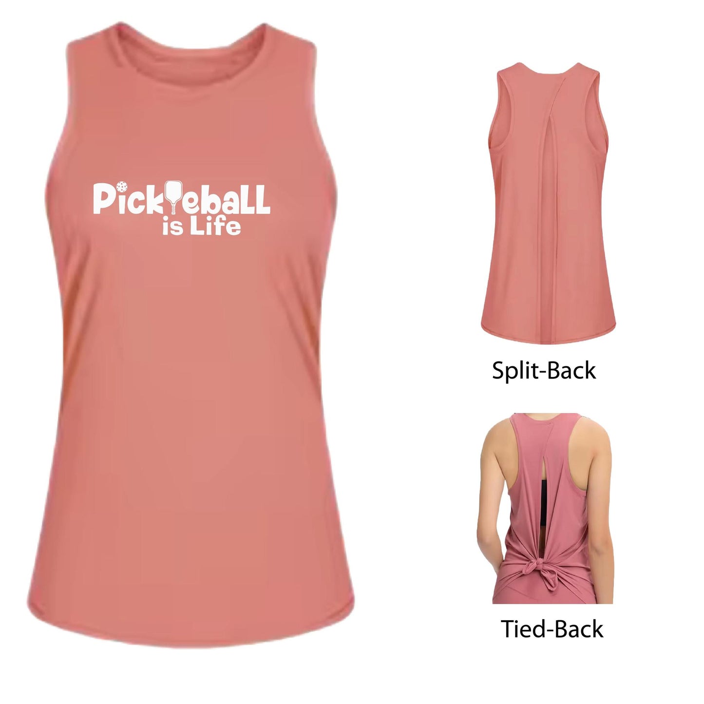 Pickleball is Life | Women's Split Back or Tied Back Pickleball Tank | 80/20 Nylon Spandex Mix