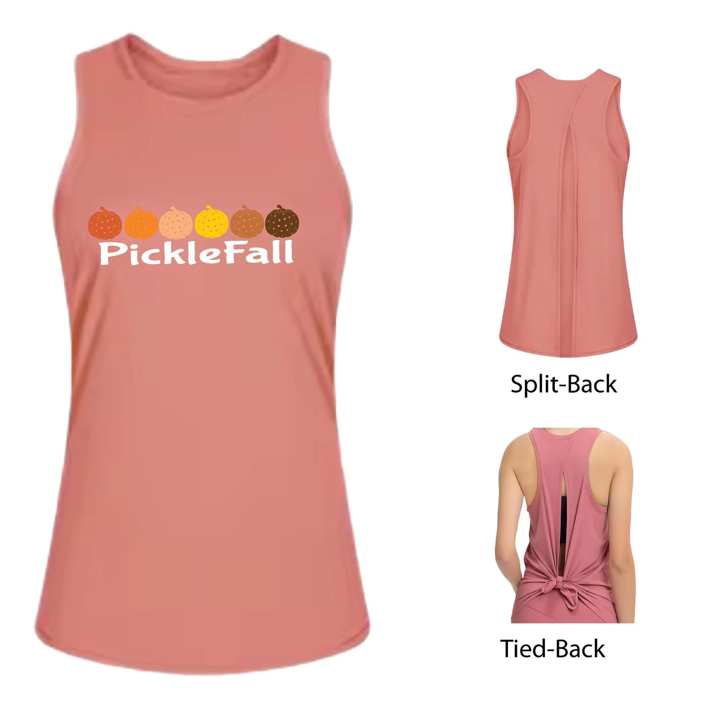 Picklefall | Women's Split Back or Tied Back Pickleball Performance Tank | 80/20 Nylon Spandex Mix