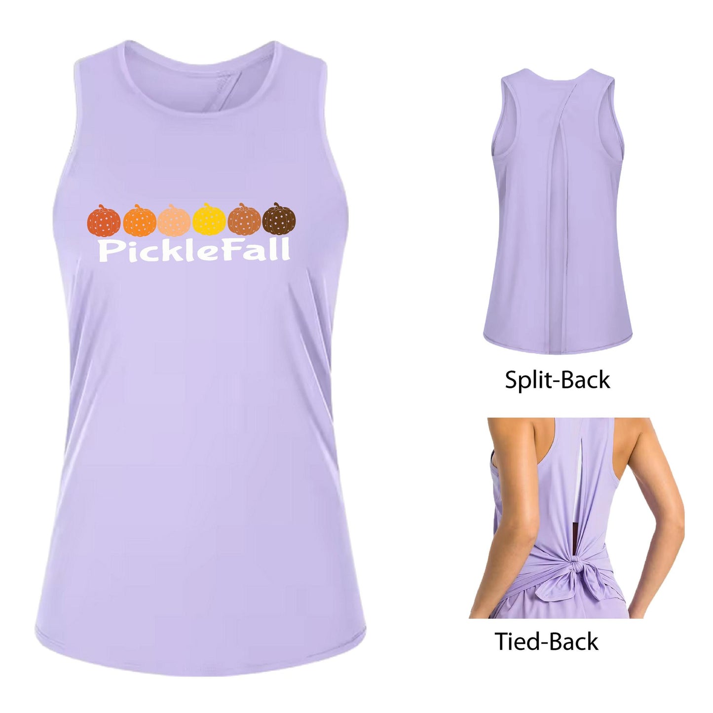 Picklefall | Women's Split Back or Tied Back Pickleball Performance Tank | 80/20 Nylon Spandex Mix