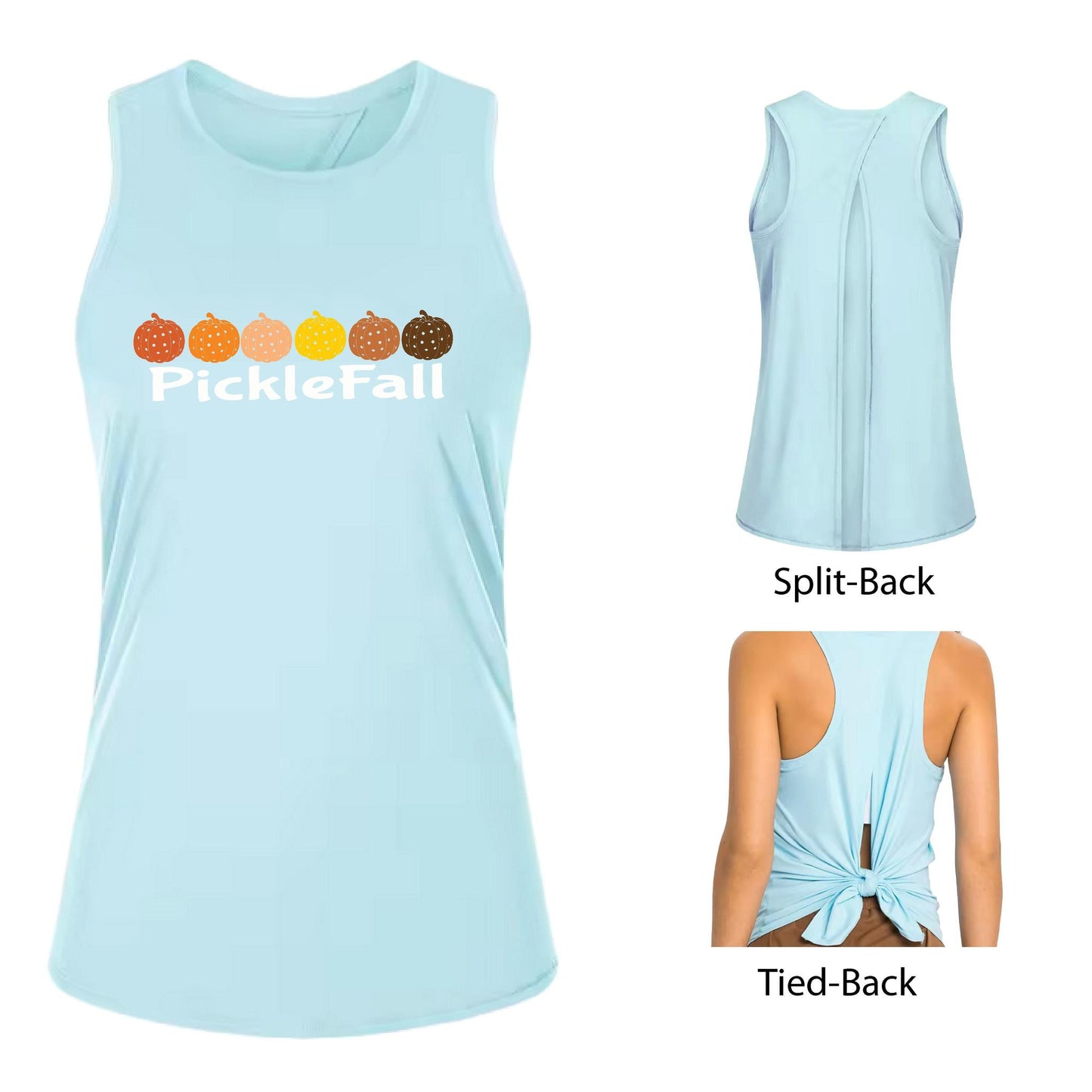 Picklefall | Women's Split Back or Tied Back Pickleball Performance Tank | 80/20 Nylon Spandex Mix