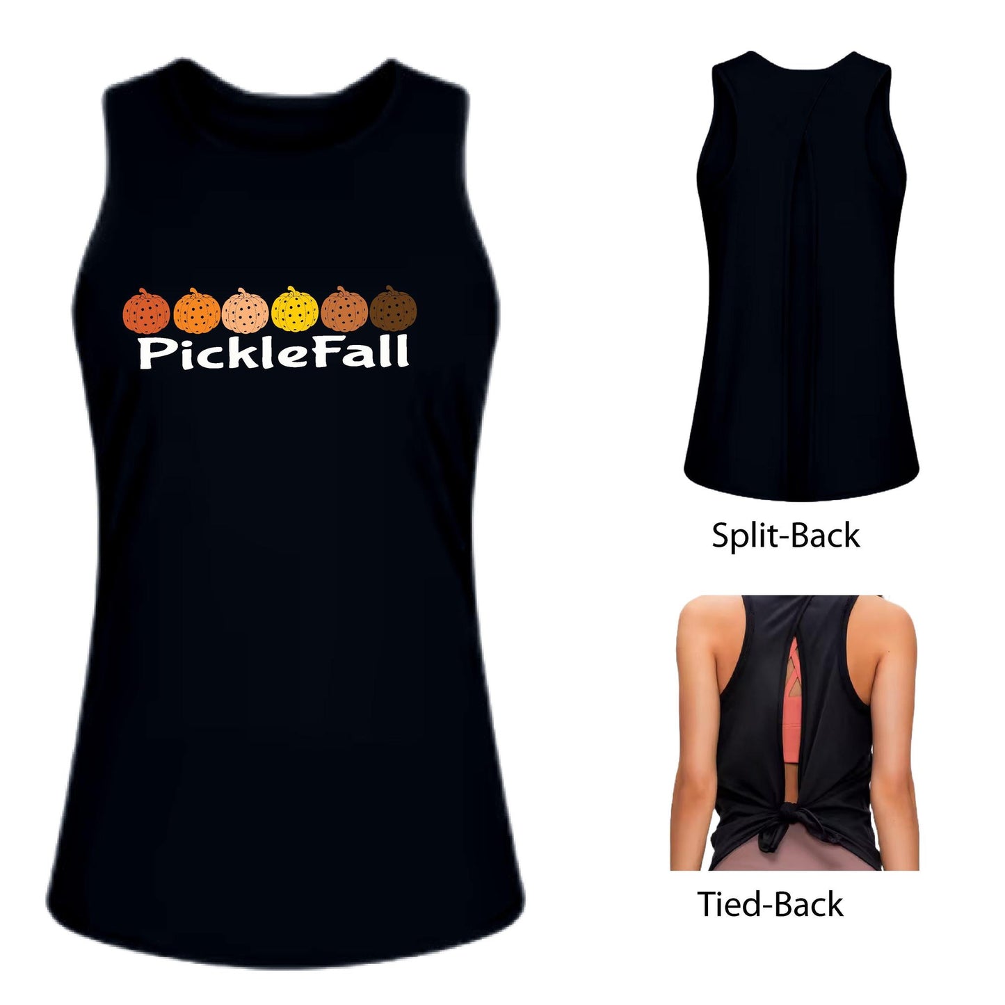 Picklefall | Women's Split Back or Tied Back Pickleball Performance Tank | 80/20 Nylon Spandex Mix