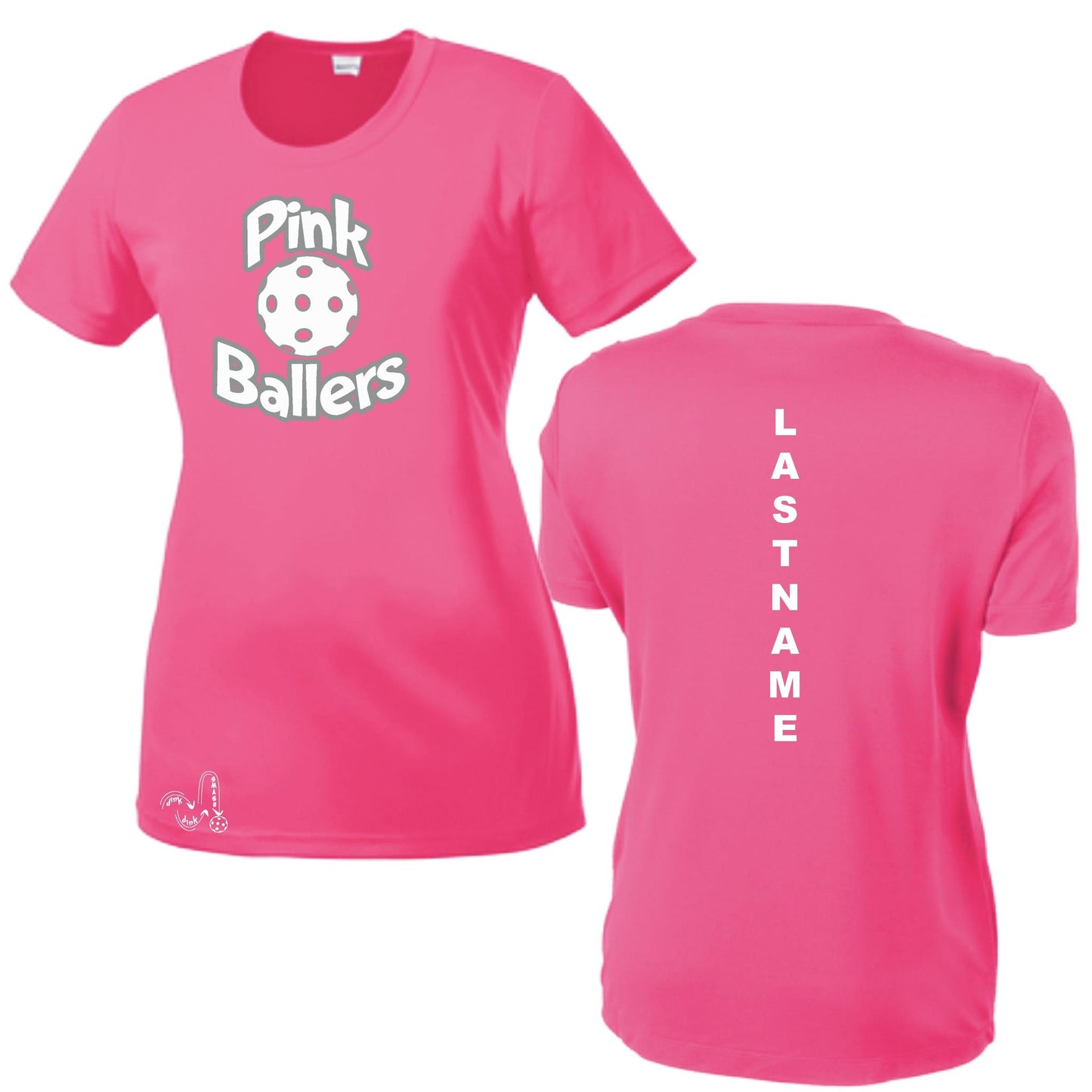 Pink Ballers | Customizable Women’s Long Sleeve Crew Neck Performance T-Shirt | 100% Polyester