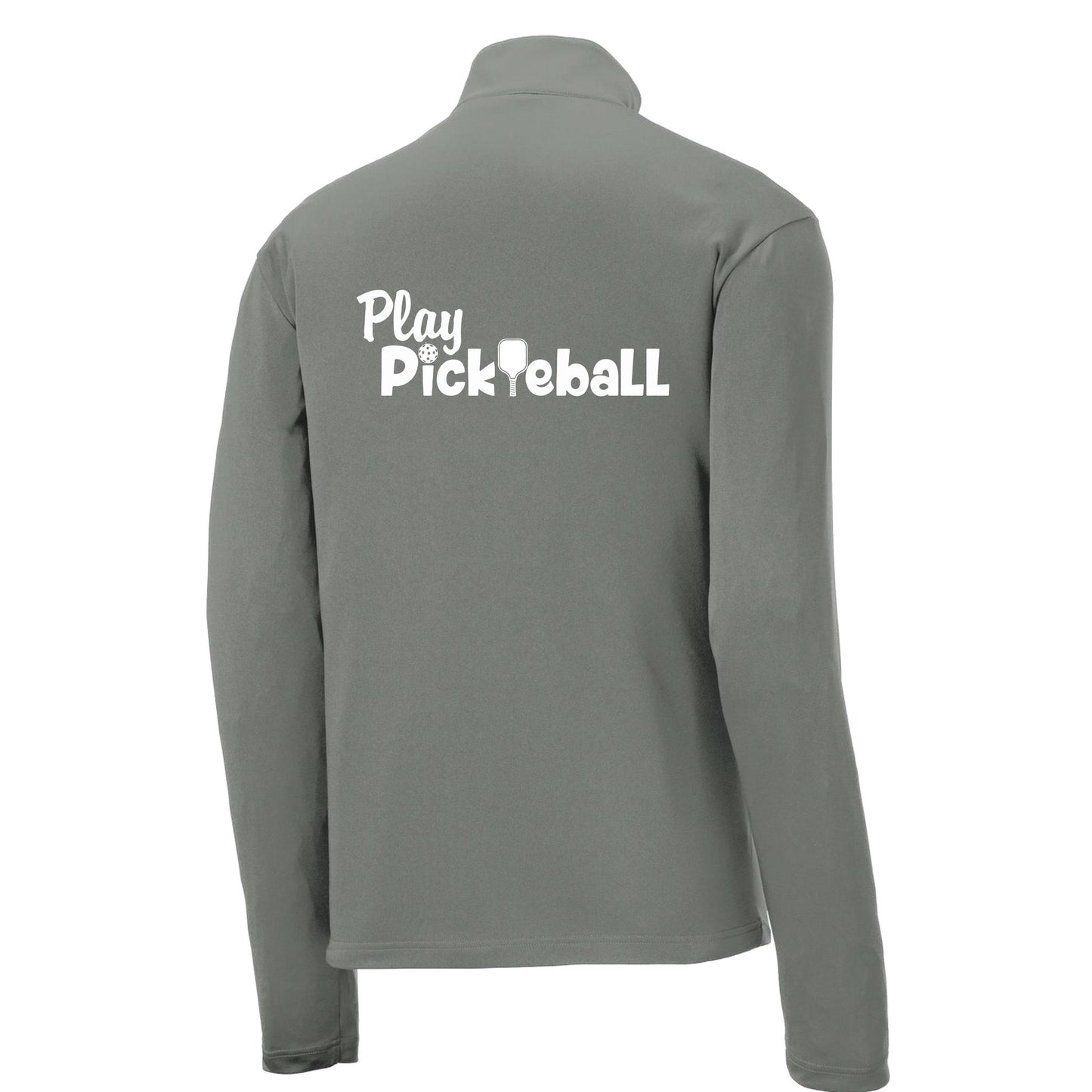 Play Pickleball | Men's 1/4 Zip Long Sleeve Pullover Athletic Performance Shirt | 100% Polyester