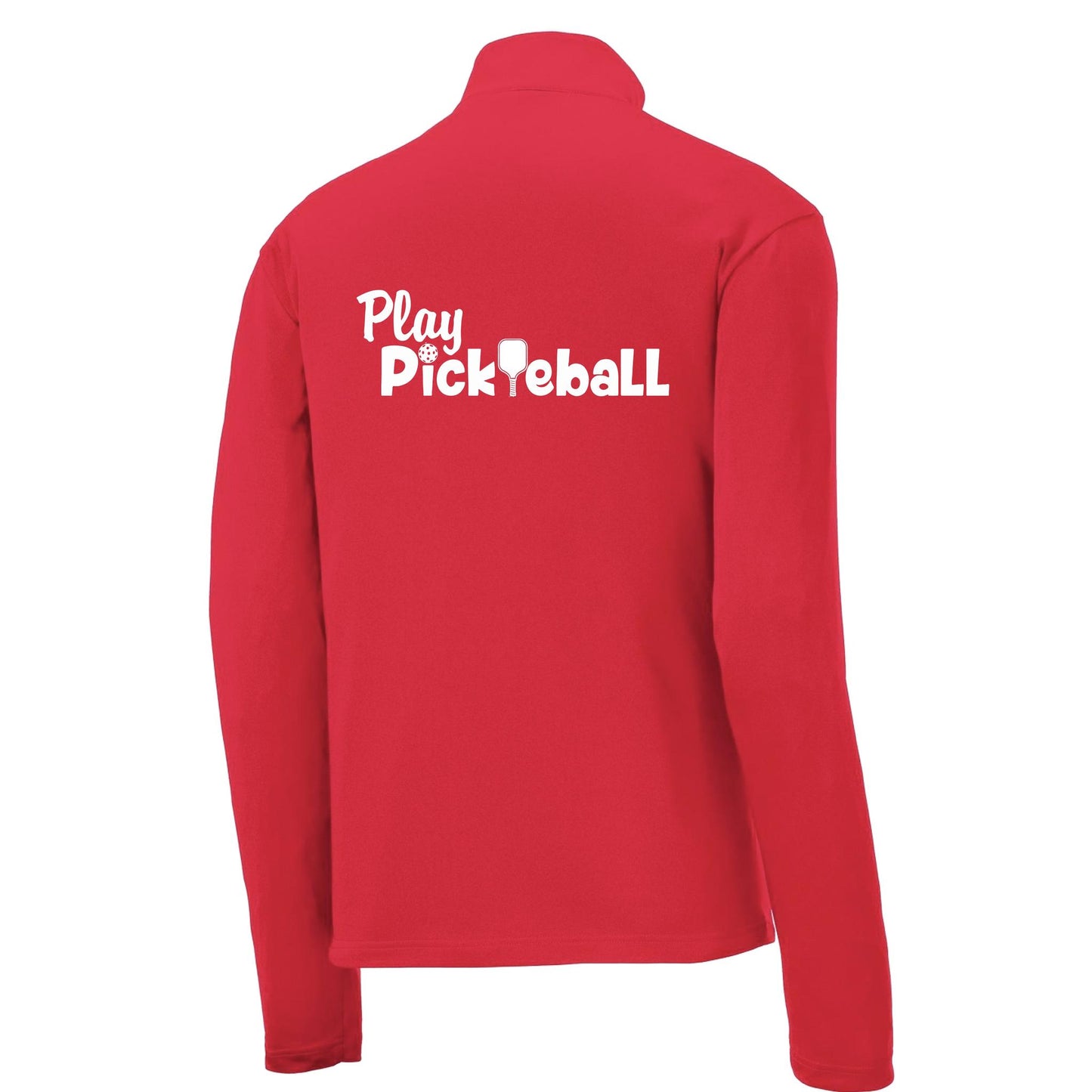 Play Pickleball | Men's 1/4 Zip Long Sleeve Pullover Athletic Performance Shirt | 100% Polyester