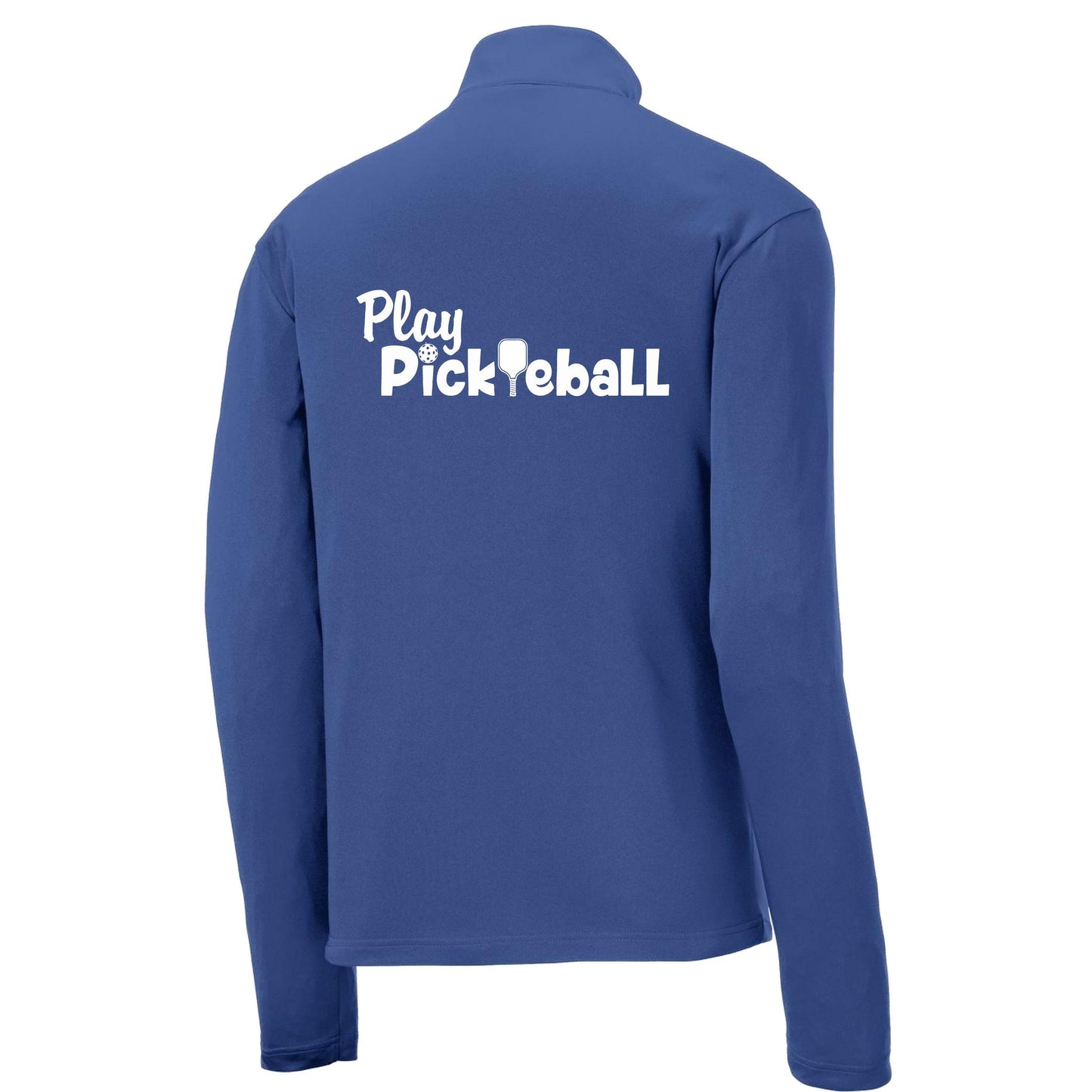 Play Pickleball | Men's 1/4 Zip Long Sleeve Pullover Athletic Performance Shirt | 100% Polyester
