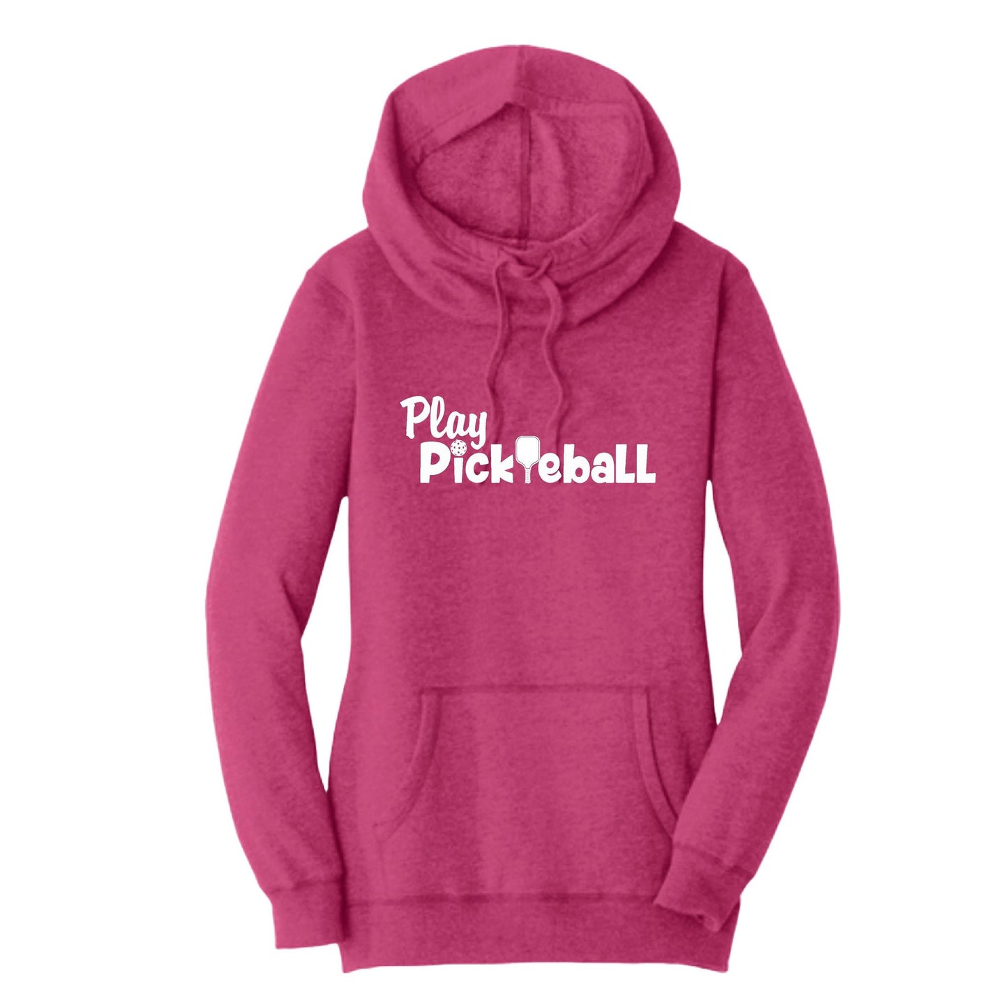 Play Pickleball | Women’s Cowl-Neck Hoodie Pickleball Sweatshirt | 55% Cotton 45% Poly Fleece