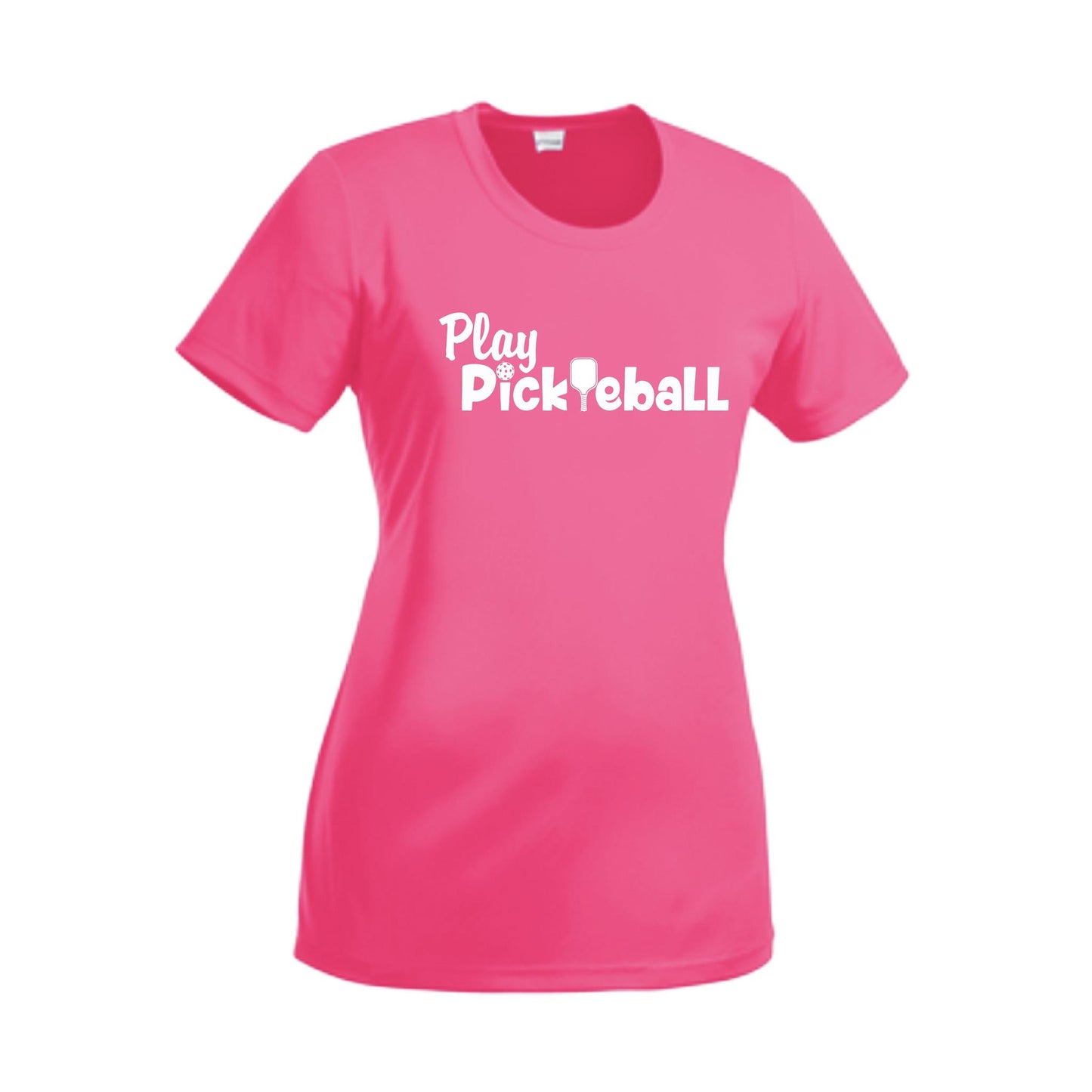 Play Pickleball | Women’s Short Sleeve Crewneck Athletic Shirts | 100% Polyester