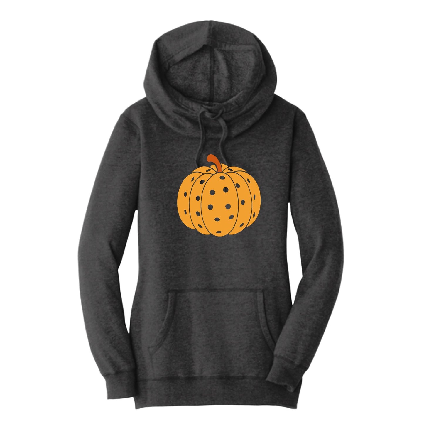 Pumpkin Pickleball | Women’s Cowl-Neck Hoodie Pickleball Sweatshirt | 55% Cotton 45% Poly Fleece