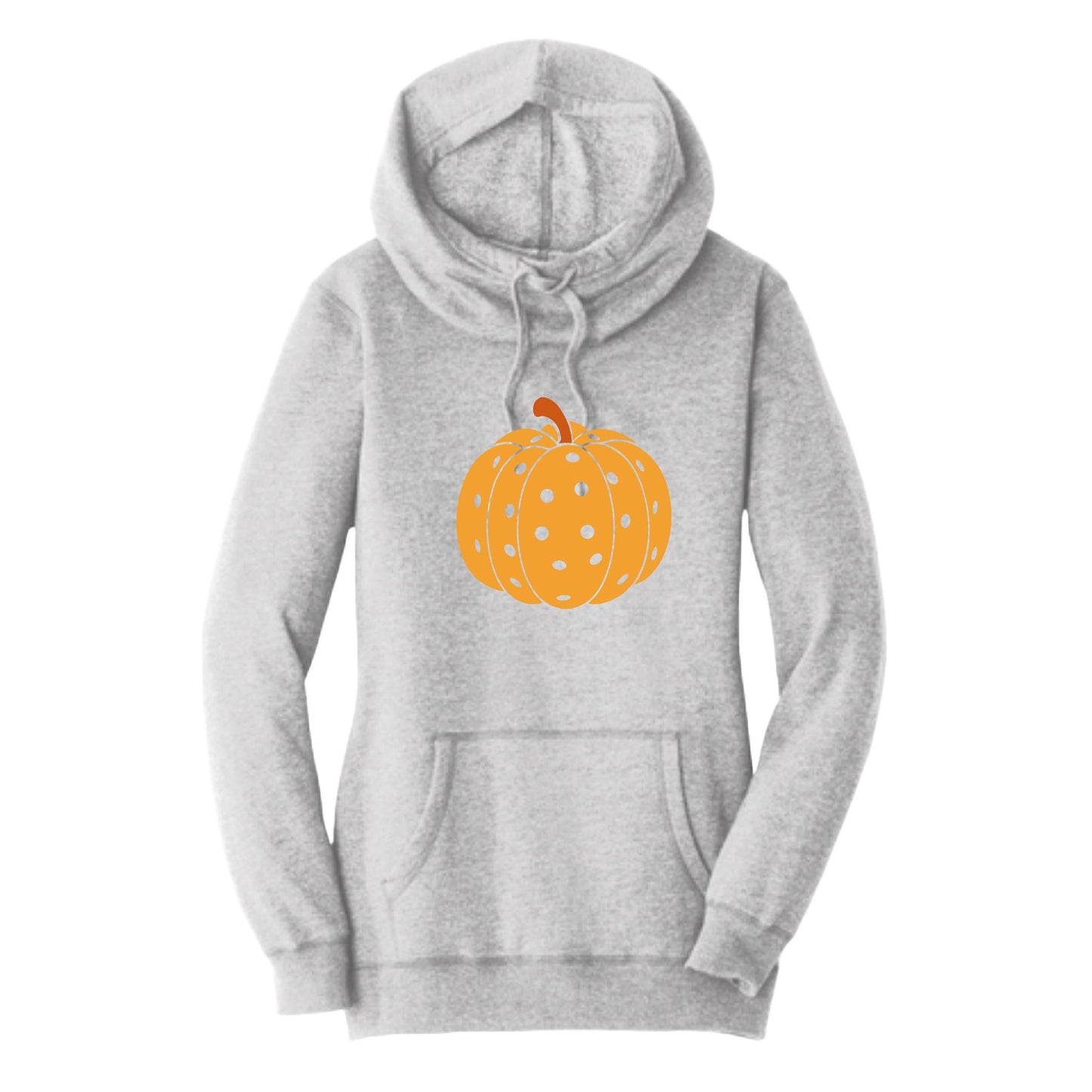 Pumpkin Pickleball | Women’s Cowl-Neck Hoodie Pickleball Sweatshirt | 55% Cotton 45% Poly Fleece