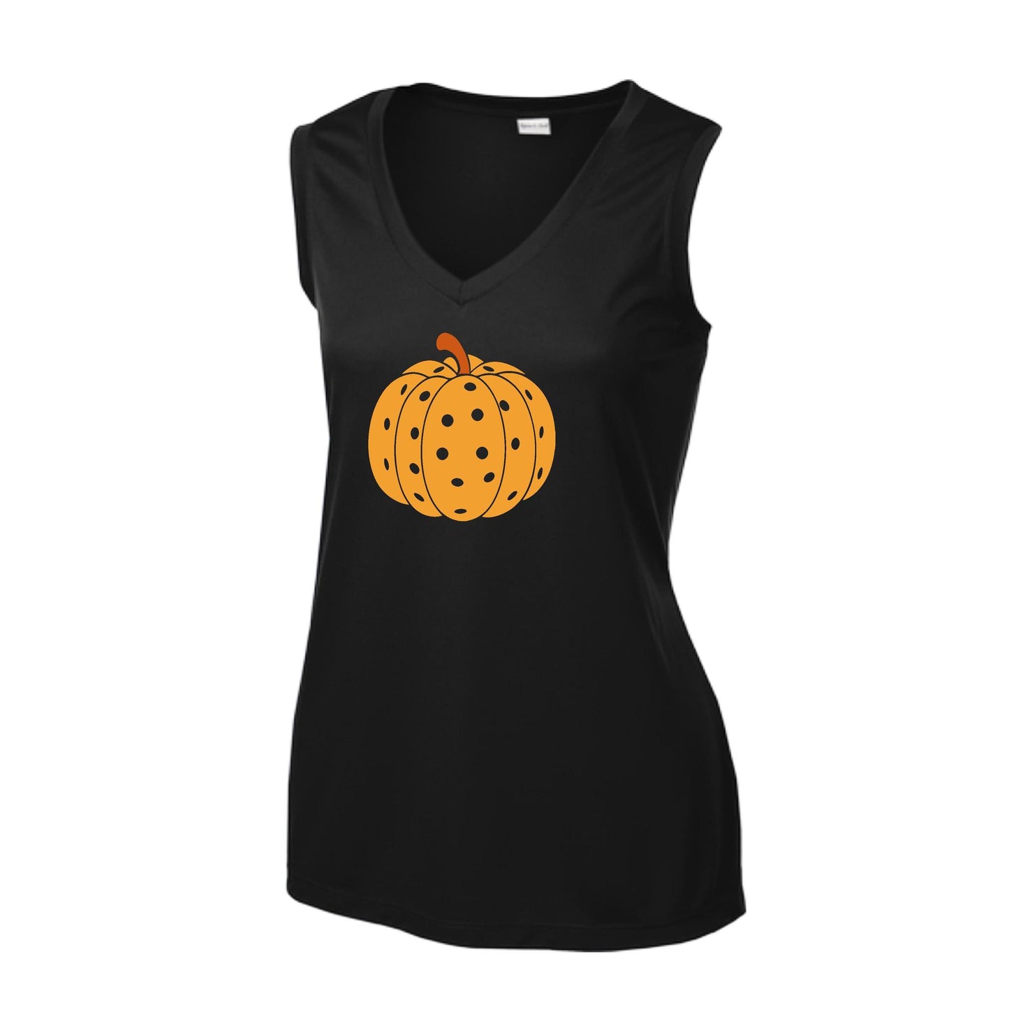 Pumpkin Pickleball | Women’s Sleeveless Pickleball Performance T-Shirt | 100% Polyester