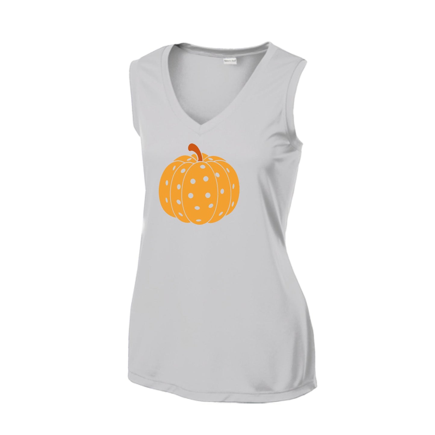 Pumpkin Pickleball | Women’s Sleeveless Pickleball Performance T-Shirt | 100% Polyester