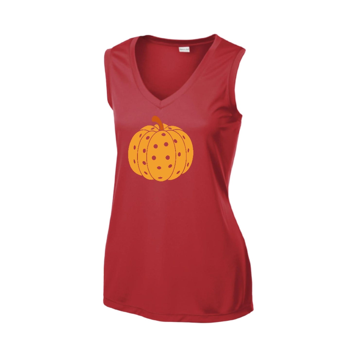 Pumpkin Pickleball | Women’s Sleeveless Pickleball Performance T-Shirt | 100% Polyester
