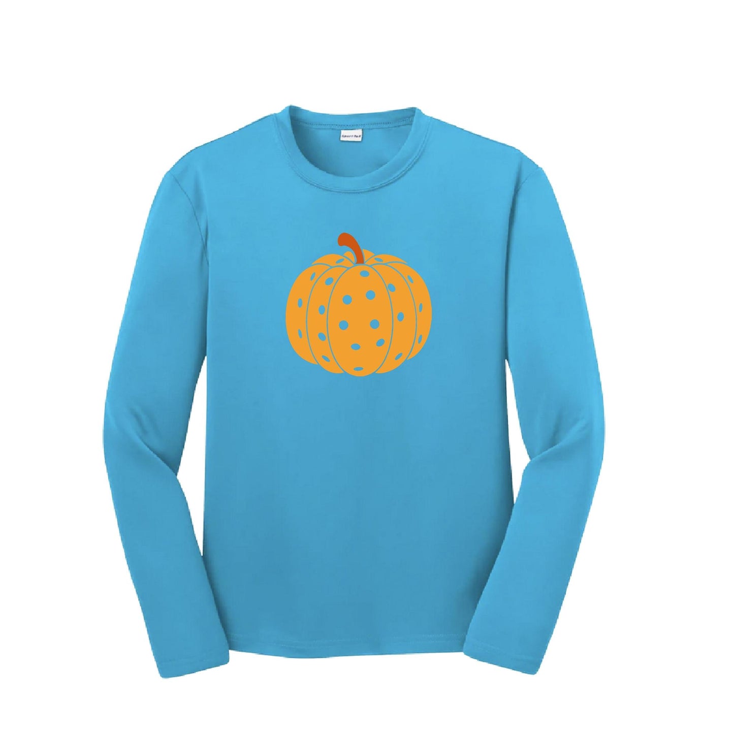 Pumpkin Pickleball | Youth Long Sleeve Pickleball Performance T-Shirts | 100% Polyester