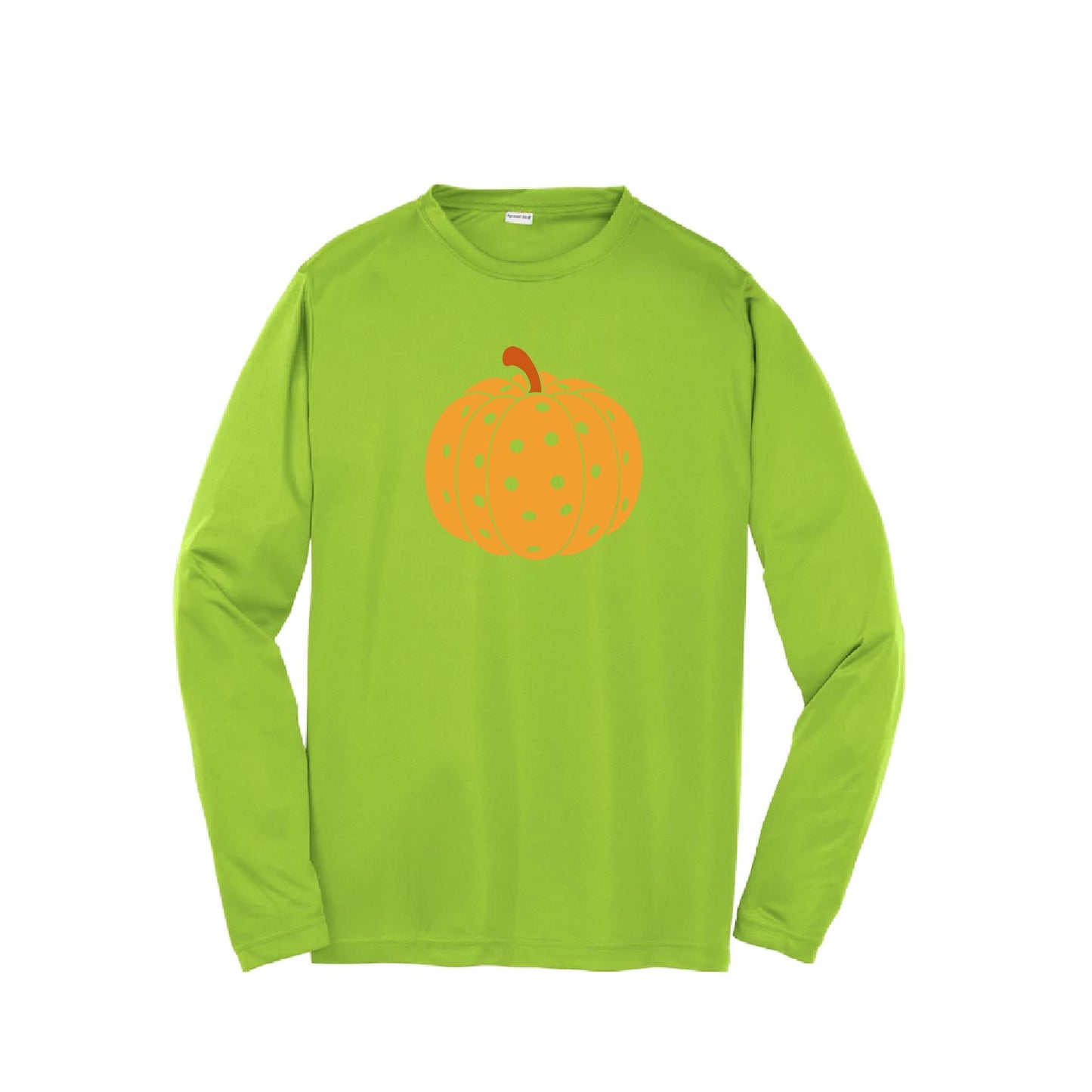 Pumpkin Pickleball | Youth Long Sleeve Pickleball Performance T-Shirts | 100% Polyester