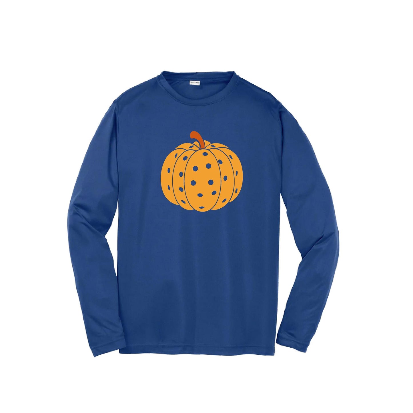 Pumpkin Pickleball | Youth Long Sleeve Pickleball Performance T-Shirts | 100% Polyester