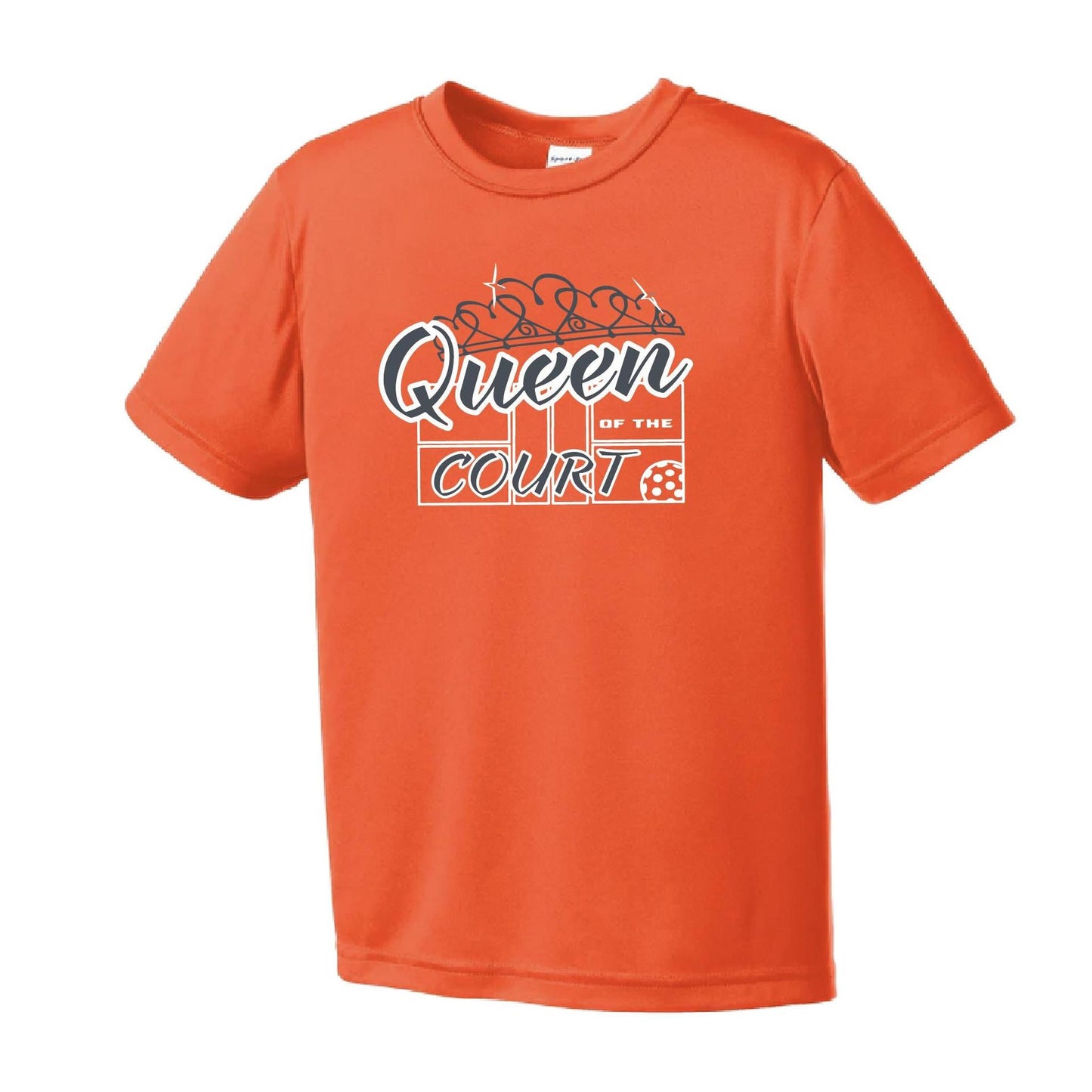 Queen Of The Court | Youth Short Sleeve Pickleball Performance T-Shirts | 100% Polyester